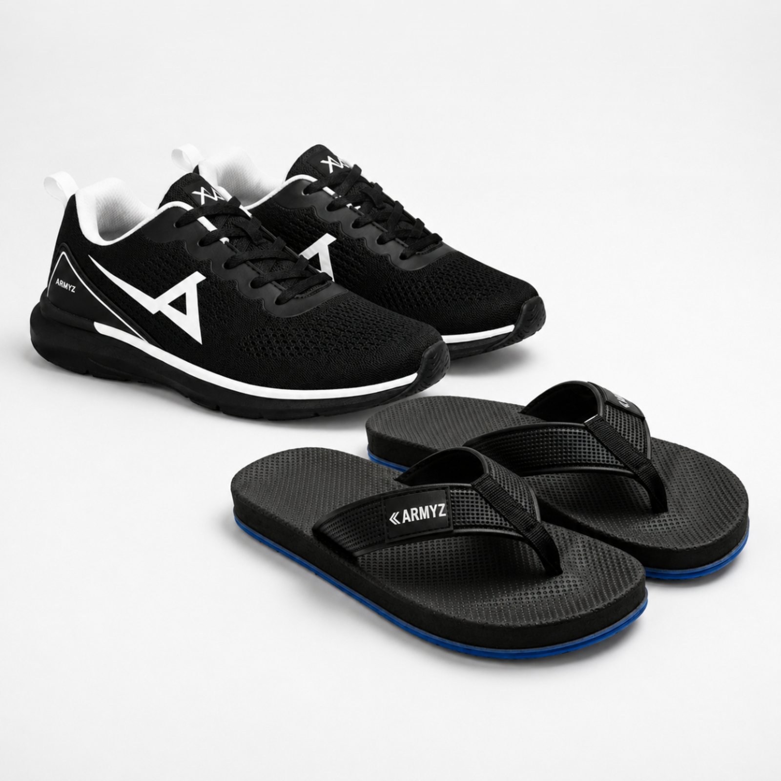 Kit Tenis Masculino Confortável + Chinelo Masculino Macio Leve Antiderrapante