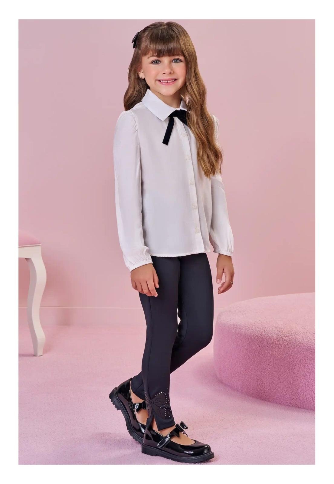 Infantil - Legging Preta com Laço em pedras Infanti 2 Preto