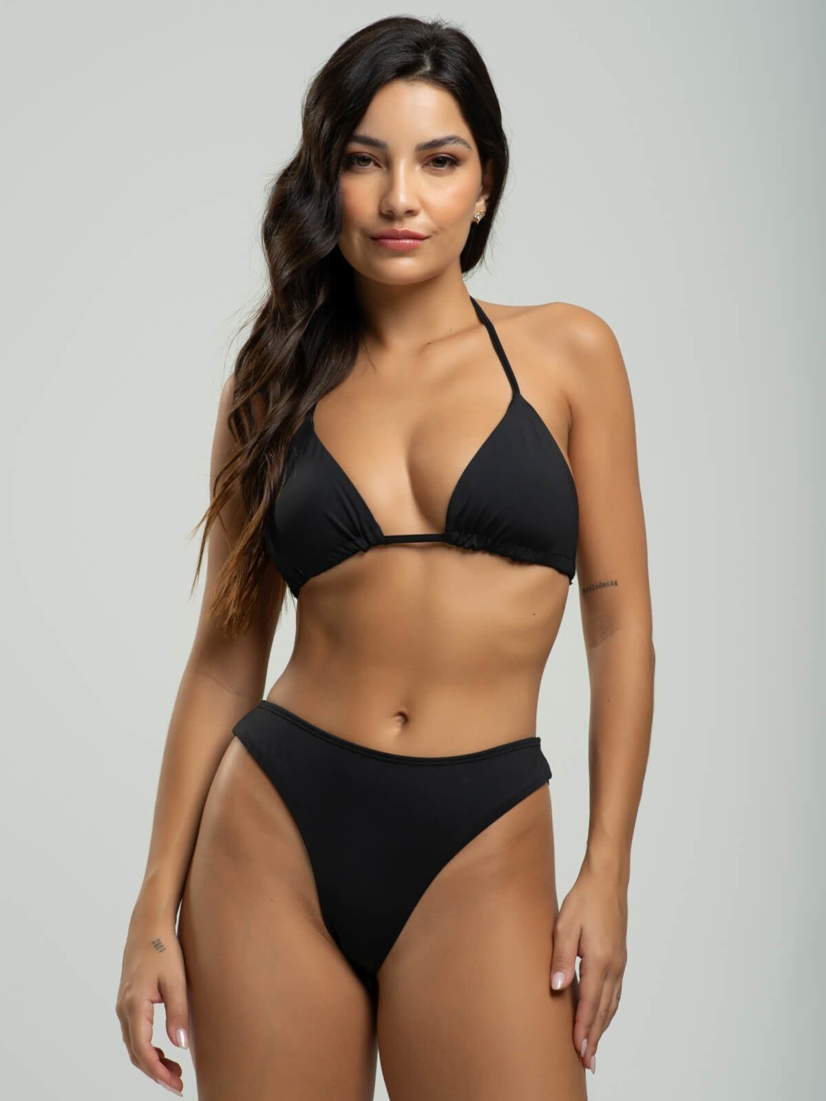 Biquini Cortininha Calcinha Fio Duplo Proteção Uv 50+ Vicbela Preto