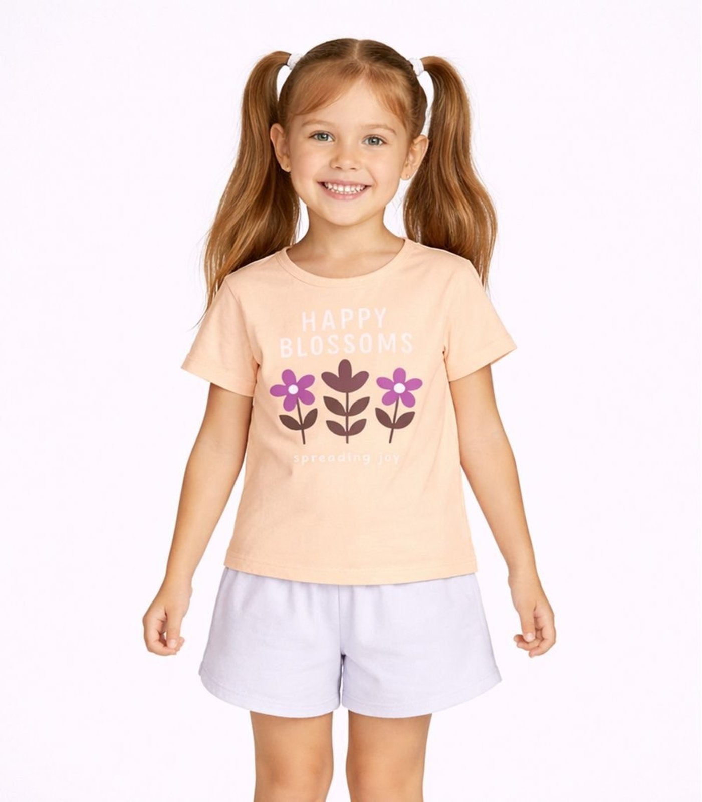 Infantil - Conjunto Menina Blusa Estampada e Short Select Branco