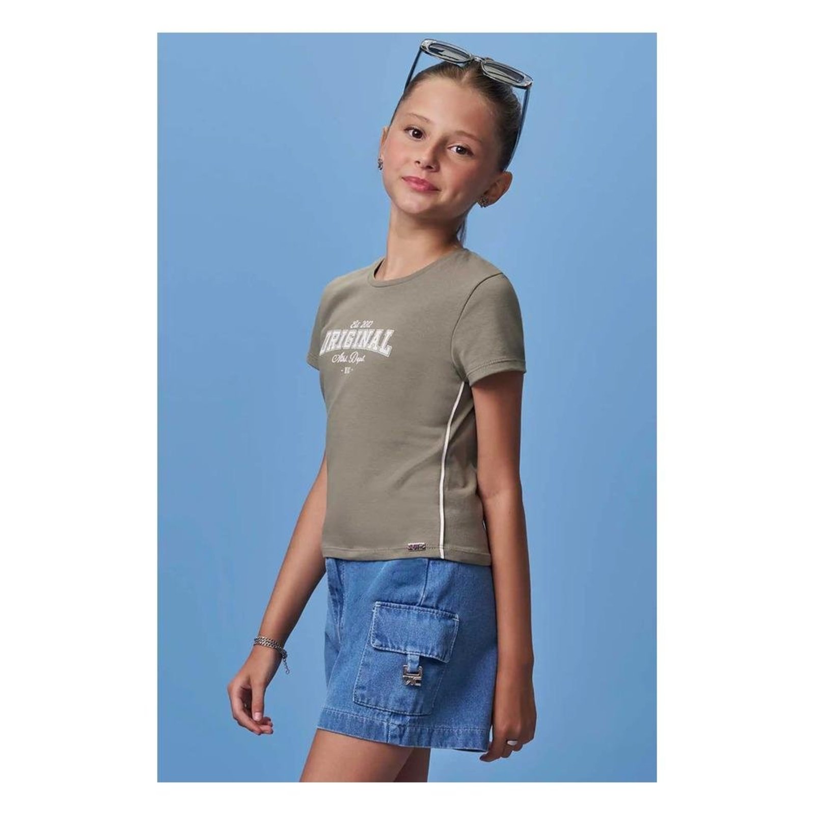 Infantil - Camiseta Cropped Estampada Vic&Vicky Verde 12