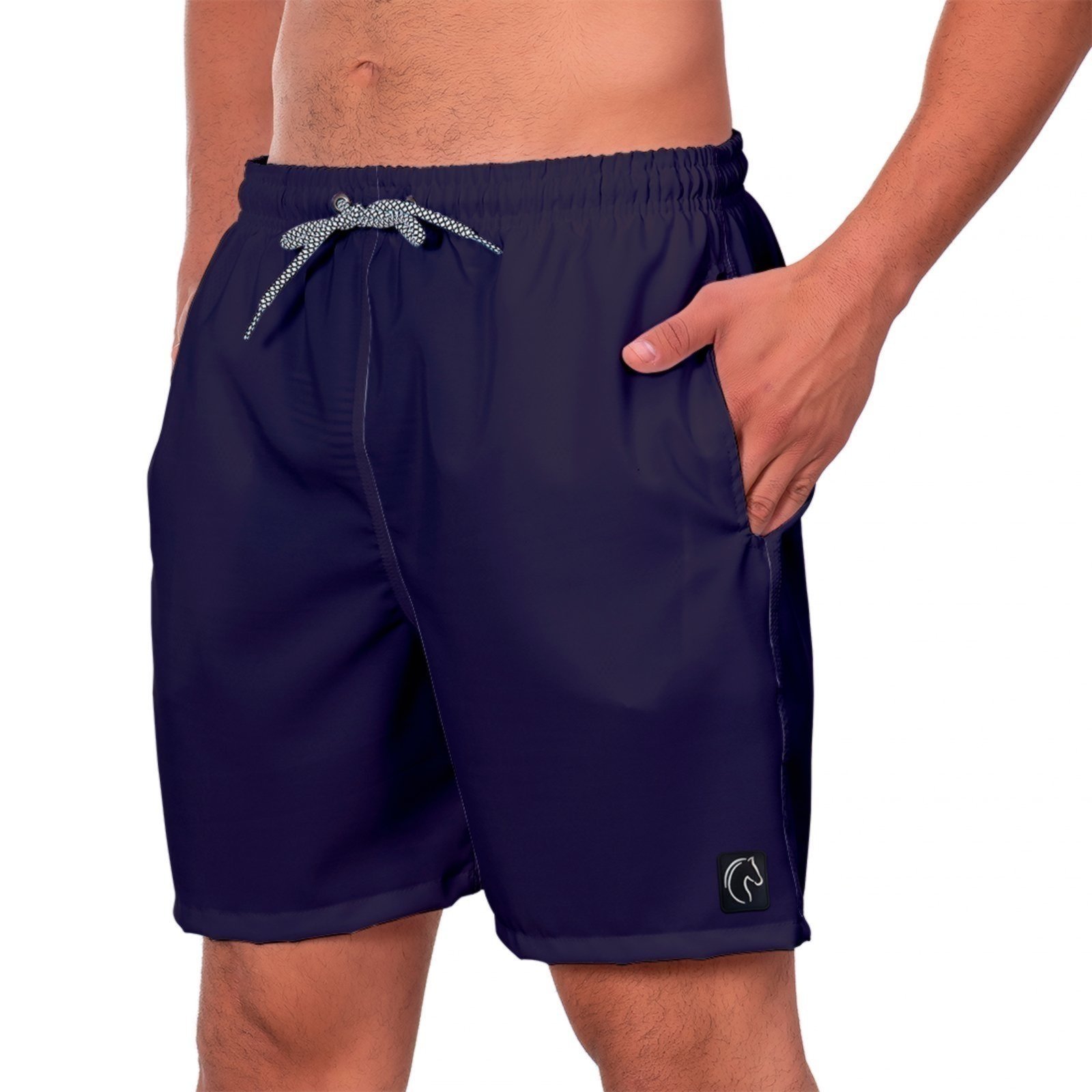 Short Masculino W2 Liso Básico Leve Bermuda Masculina com Elástico e Cordão Ajustável na Cintura Bolsos Laterais Secagem Rápida Azul Marinho