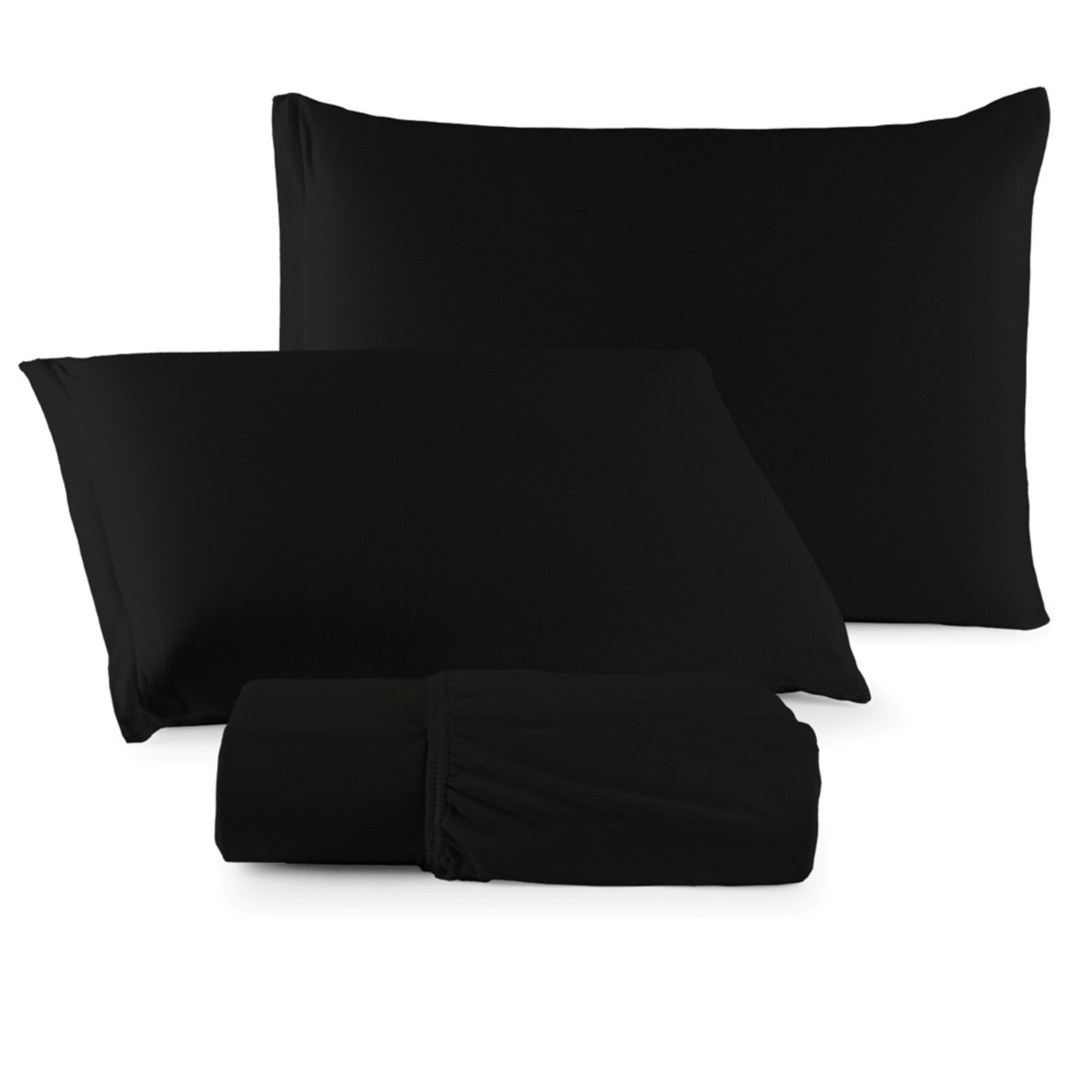 Jogo Cama Lençol Casa Scarpa Sonnet Casal Padrão Malha Lisa Algodão Macio 3 Peças - Preto