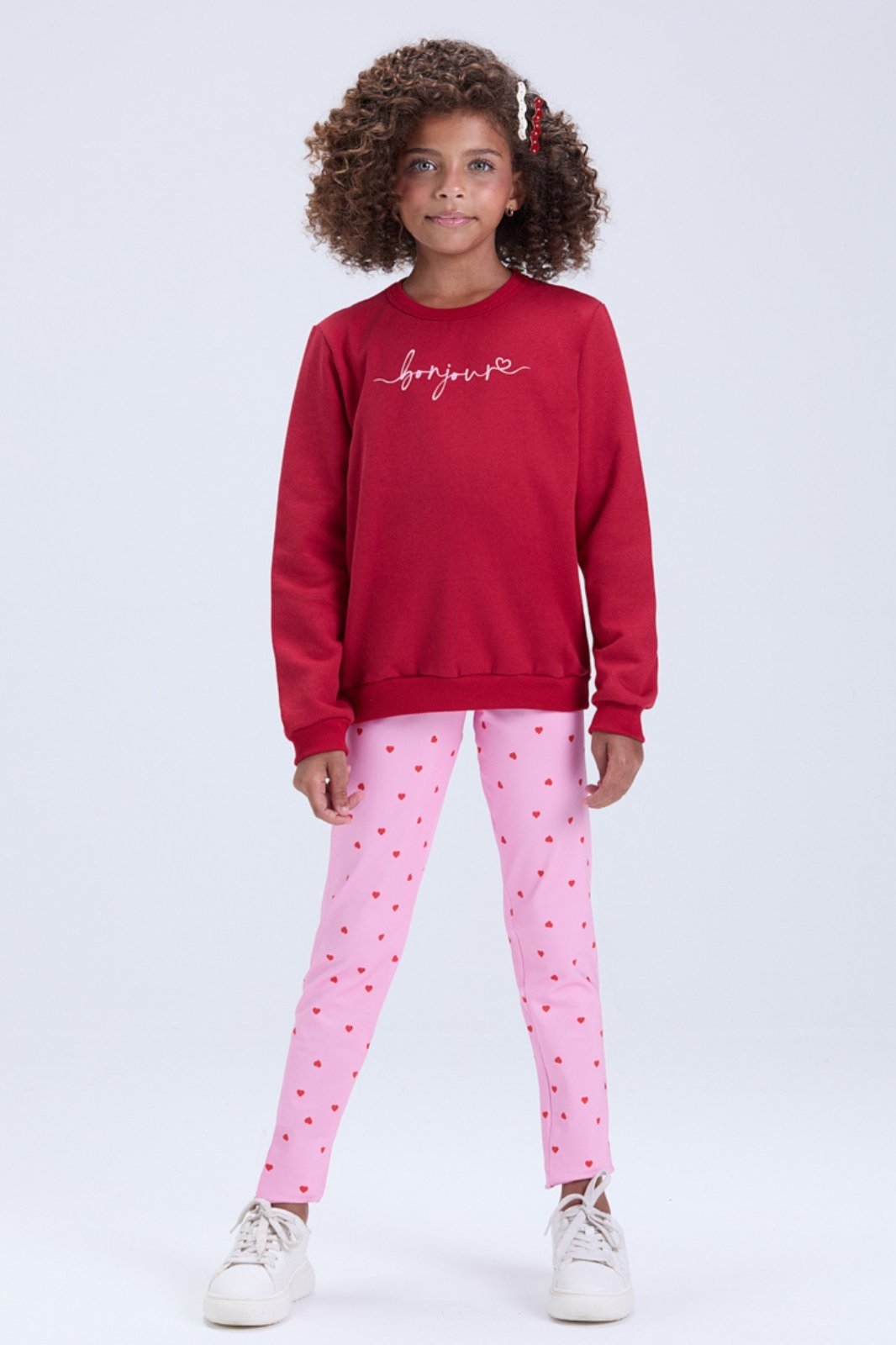 Infantil - Conjunto Feminino de Inverno Moletom Bonjour