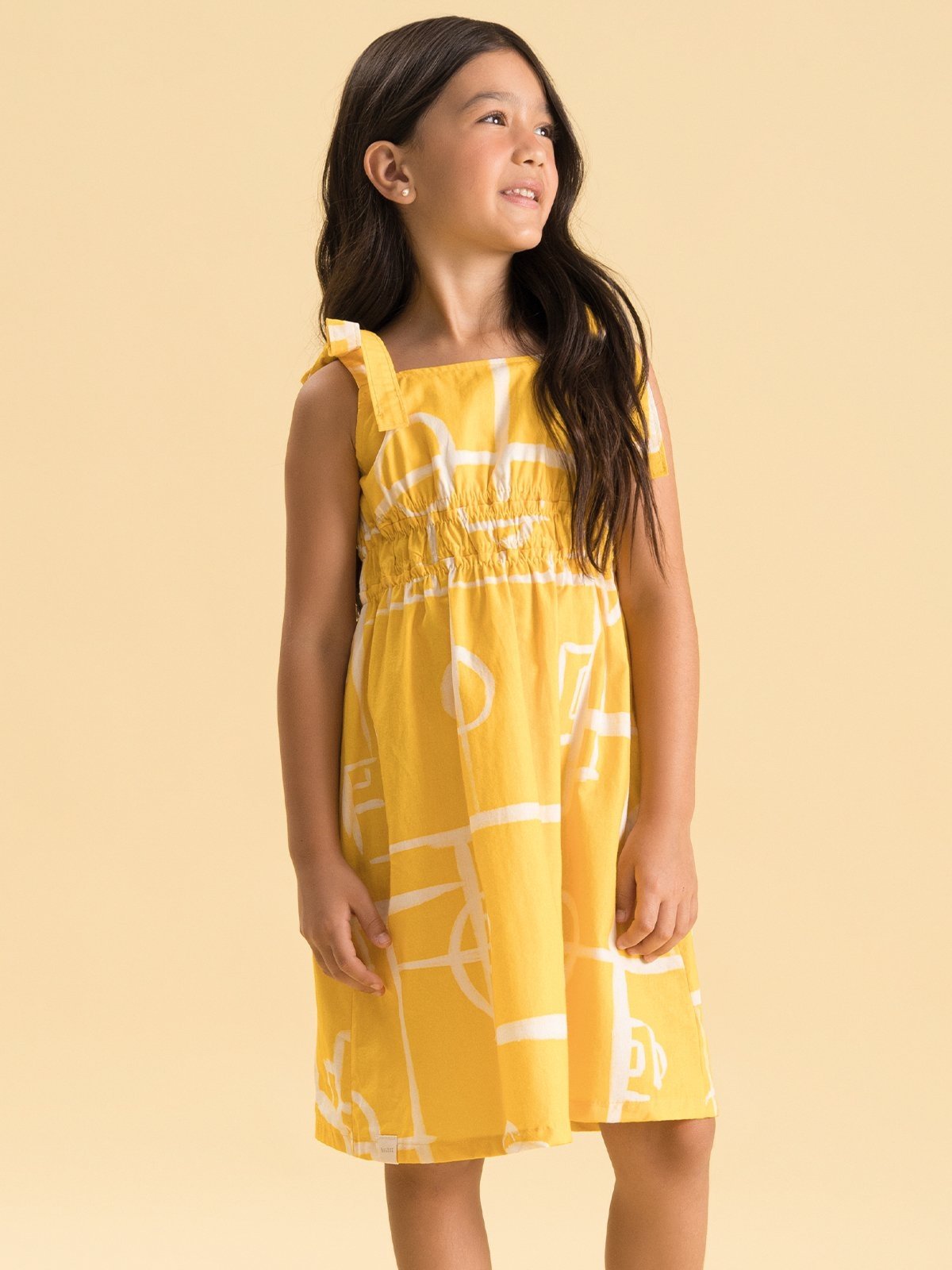 Vista 3 Infantil - Vestido Bugbee em Tricoline Digital estampado Bugbee estampado