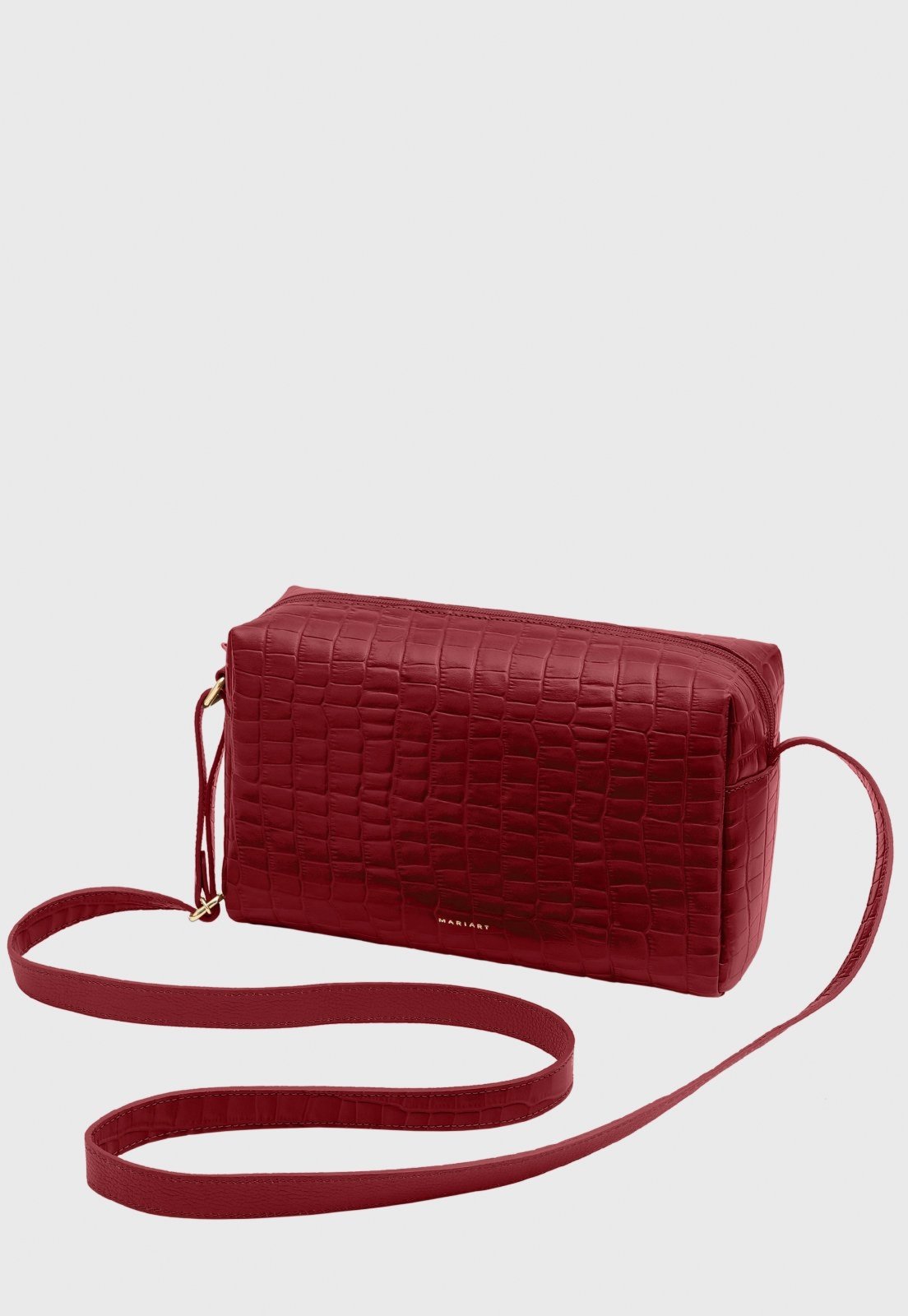 Bolsa Transversal Couro Mariart Capim Preto Croco