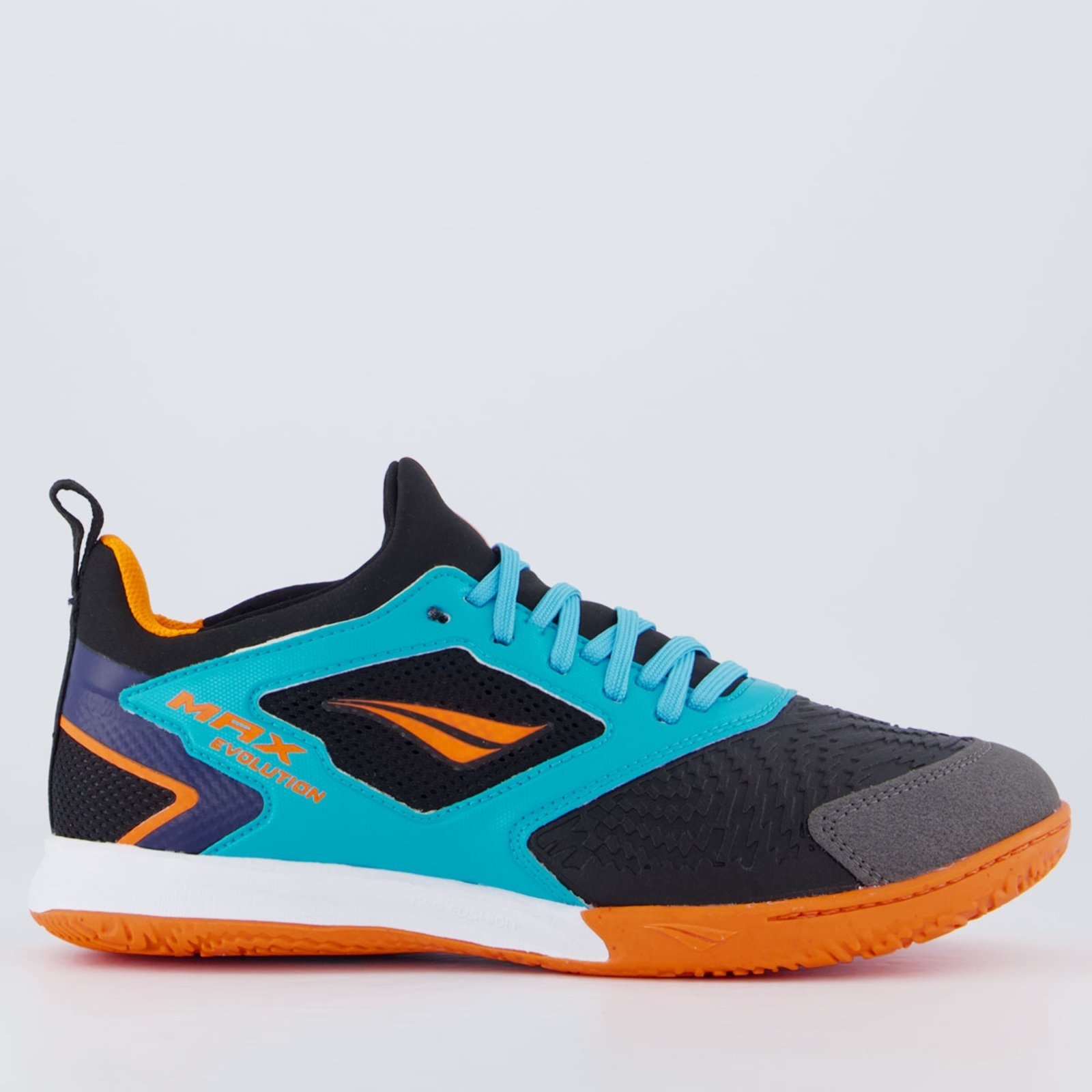 Vista 2 Chuteira Penalty Max Evolution Futsal Turquesa preto turquesa Penalty preto turquesa