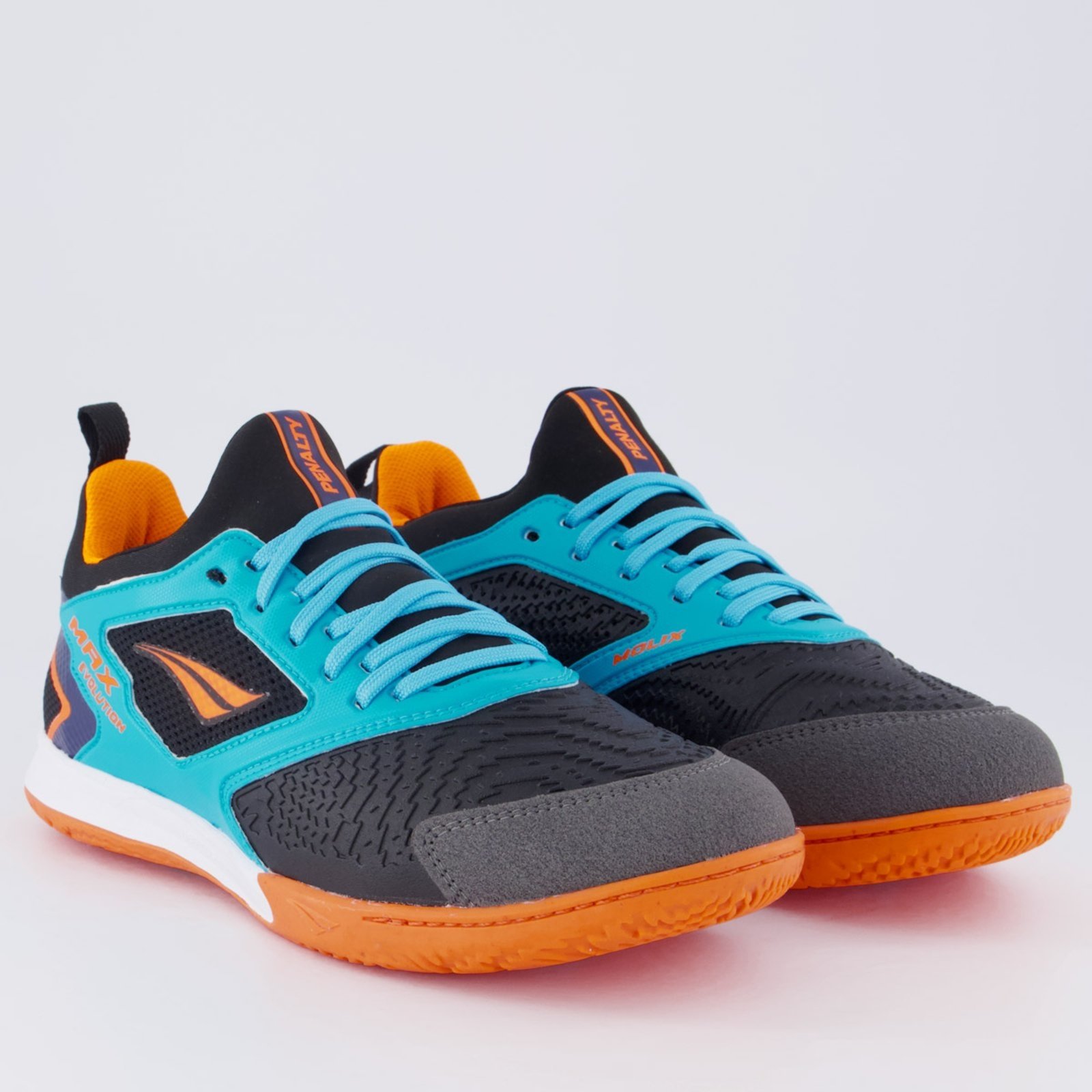 Vista 3 Chuteira Penalty Max Evolution Futsal Turquesa preto turquesa Penalty preto turquesa