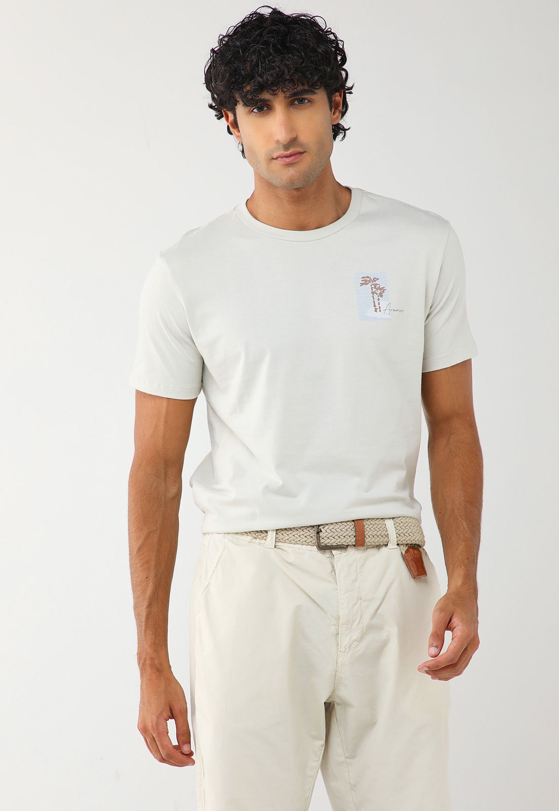 Camiseta Masculina Aramis Estampa Coqueiros Branca