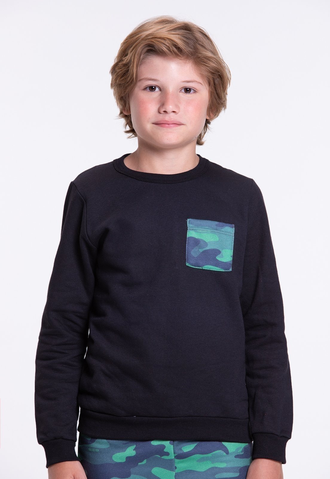 Vista 3 Infantil - Conjunto Moletom Masculino Camuflado VIDA COSTEIRA preto VIDA COSTEIRA preto