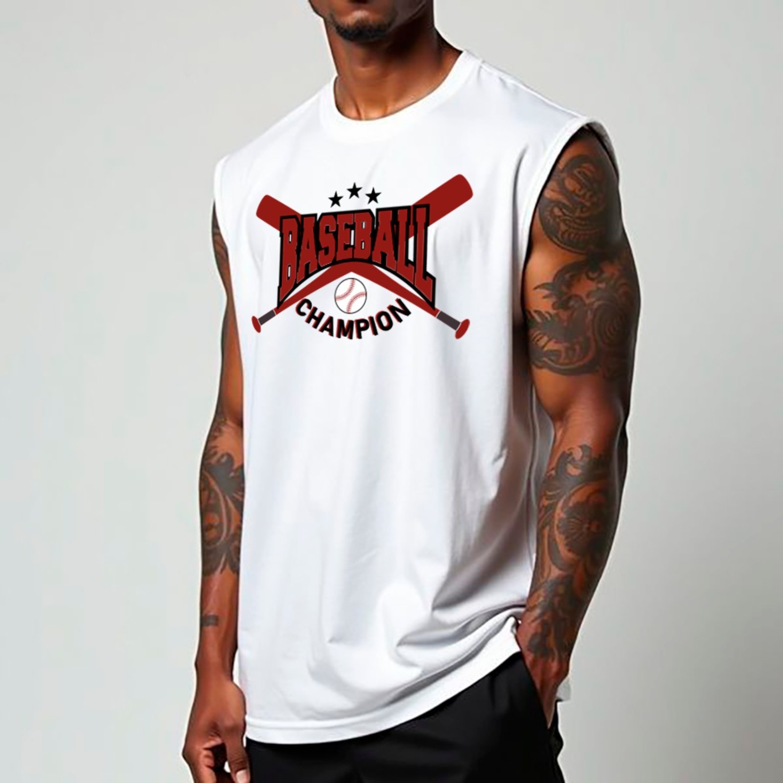 Camiseta Regata Machão Ousy Baseball Champion Original Oversized Masculina Branco