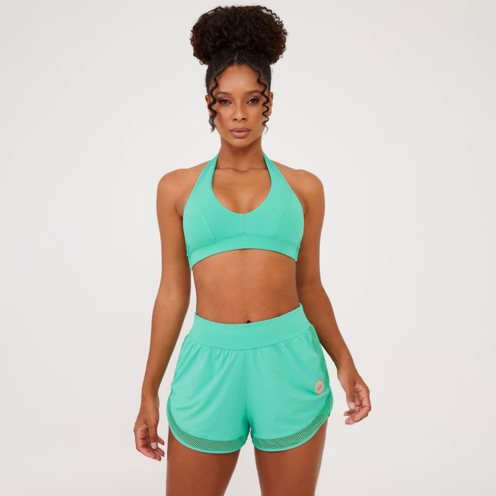 Short Soltinho Barra Tela Verde Cacatua Poliamida Soft Donna Carioca