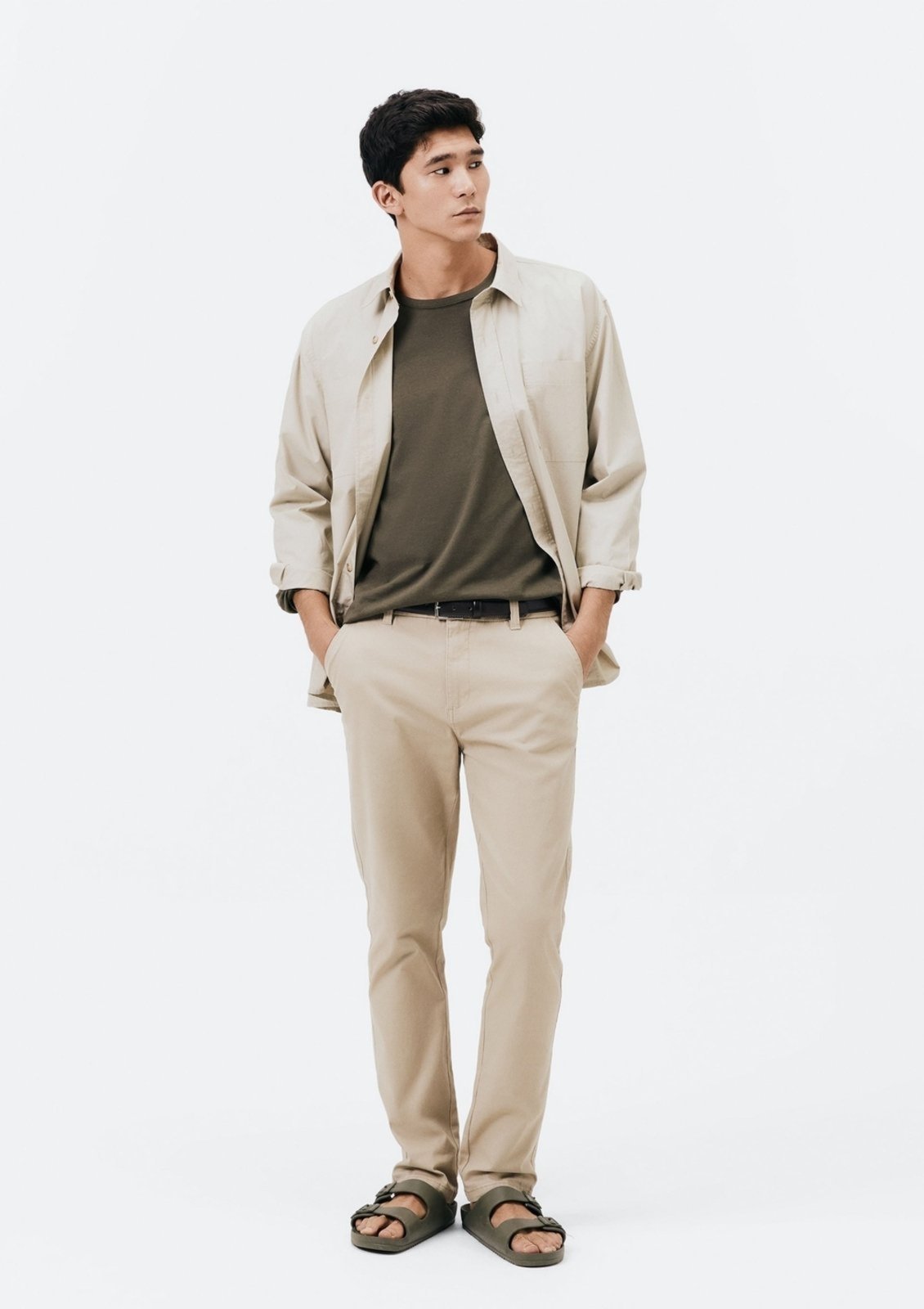 Calça Básica Masculina Chino Slim Em Sarja Com Elastano