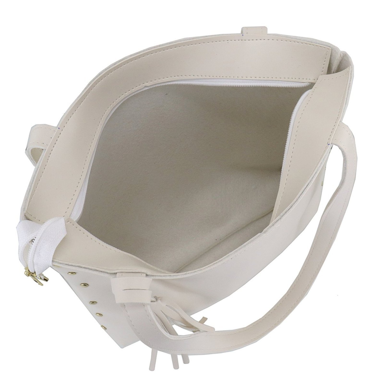 Vista 3 Bolsa Feminina Lavini Saco Shopper Sacola Grande Creme Lavini Shoes branco Lavini Shoes branco