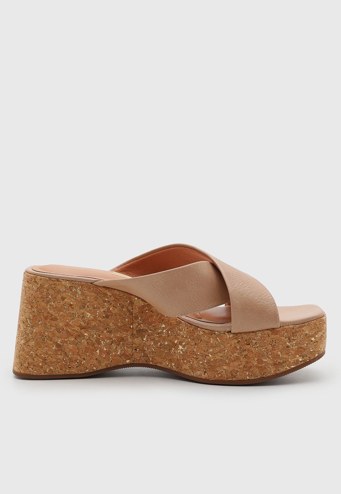 Vista 3 Sandália Feminina Vizzano Plataforma Tiras Cruzadas nude VIZZANO nude