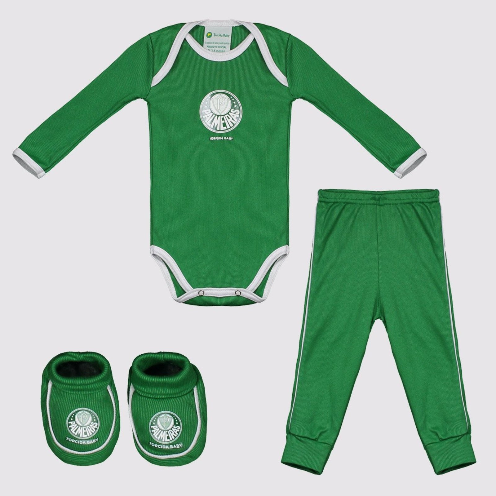 Infantil - Kit Body Calça e Pantufa Palmeiras