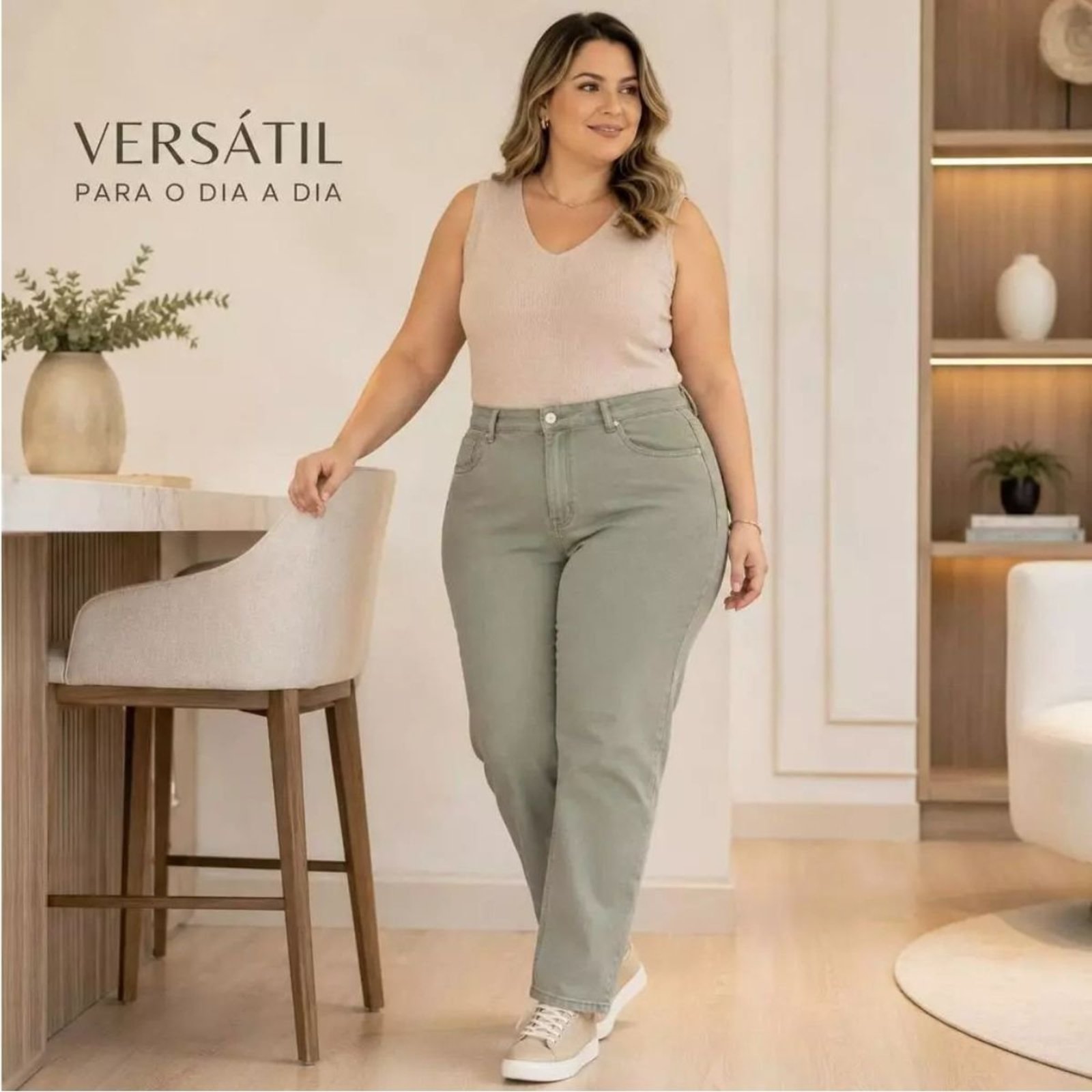 Calça Reta Moda Plus Size Jeans Loka