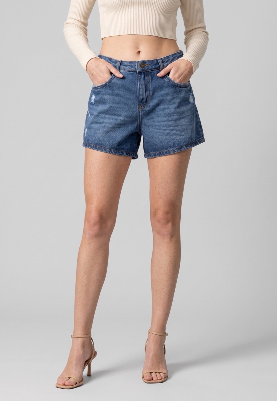 Shorts Feminino Lez a Lez Jeans Cintura Média Azul