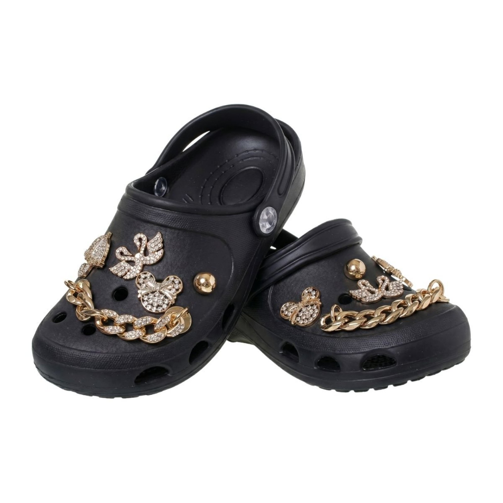 Infantil - Chinelo Babuche Sandália Menina com Enfeite Dourado