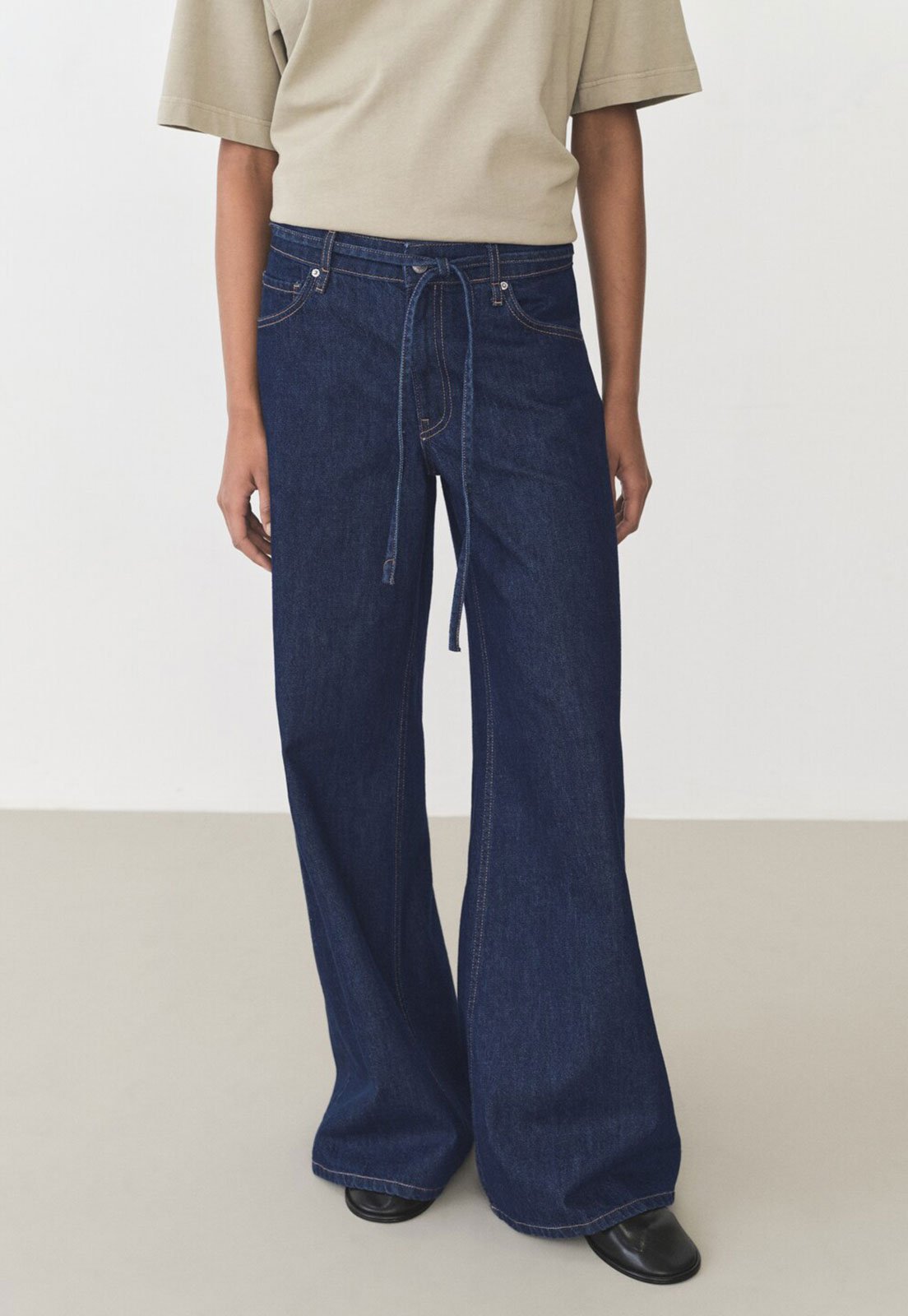 Calça Jeans Mango Wide Leg Olivia Azul