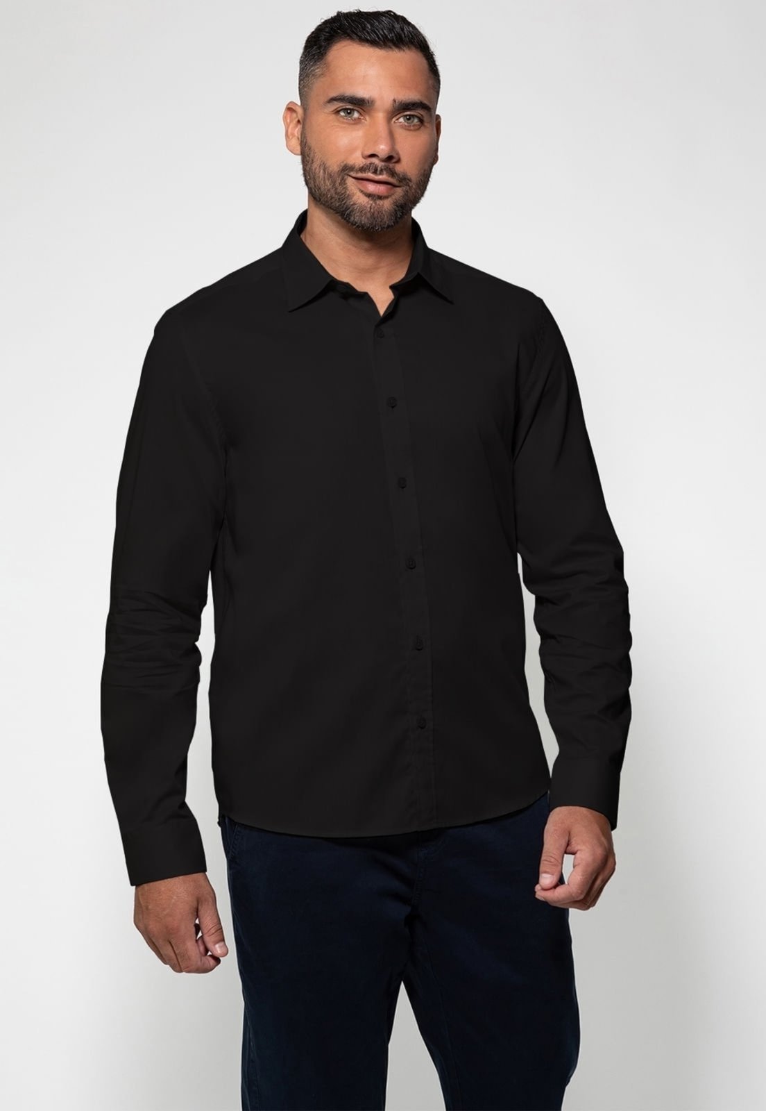 Camisa Guess Basica M/l Preto