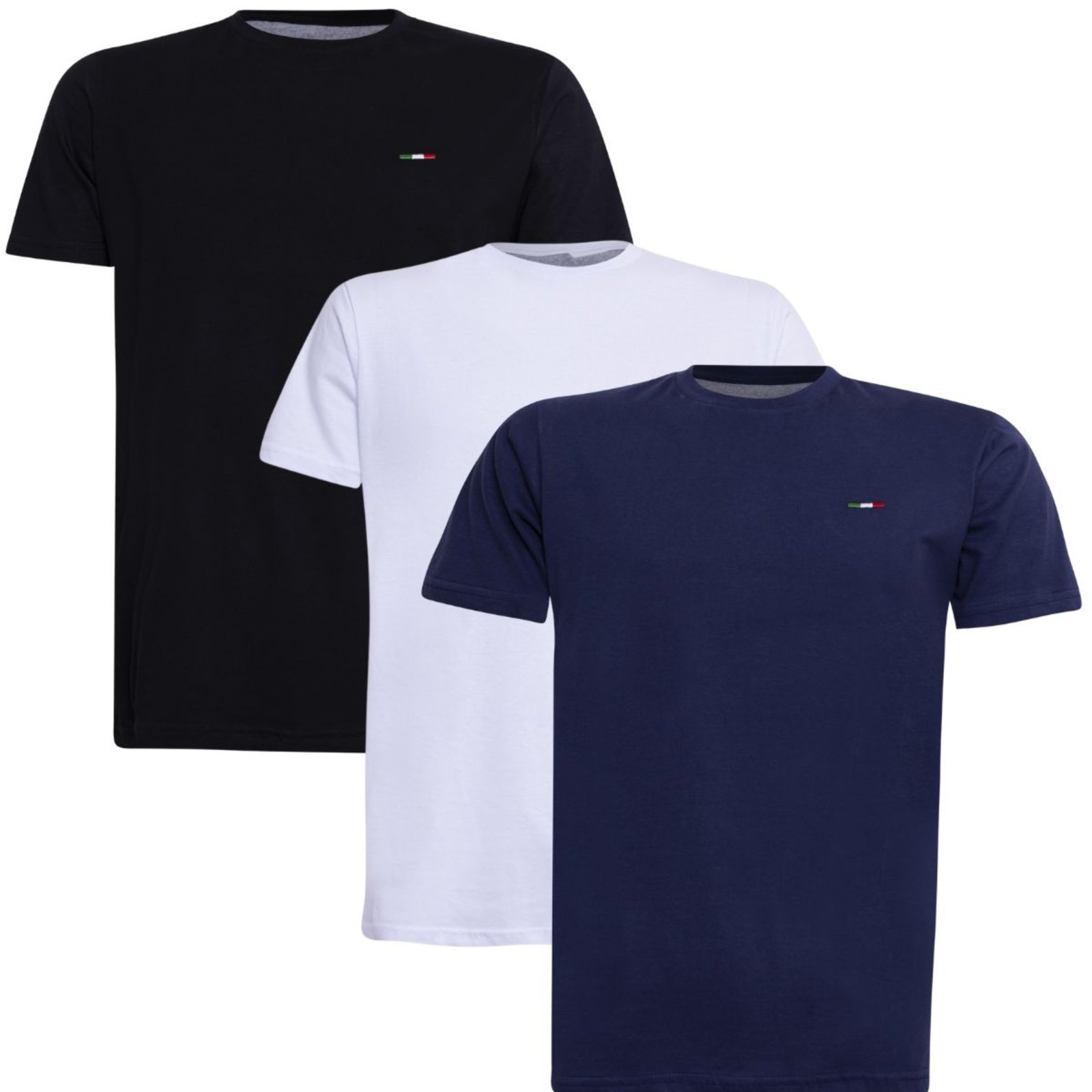 Kit 3 Peças Camisetas Básicas Masculina Industrie em Algodão Premium no Estilo Tommy Bordado Itália