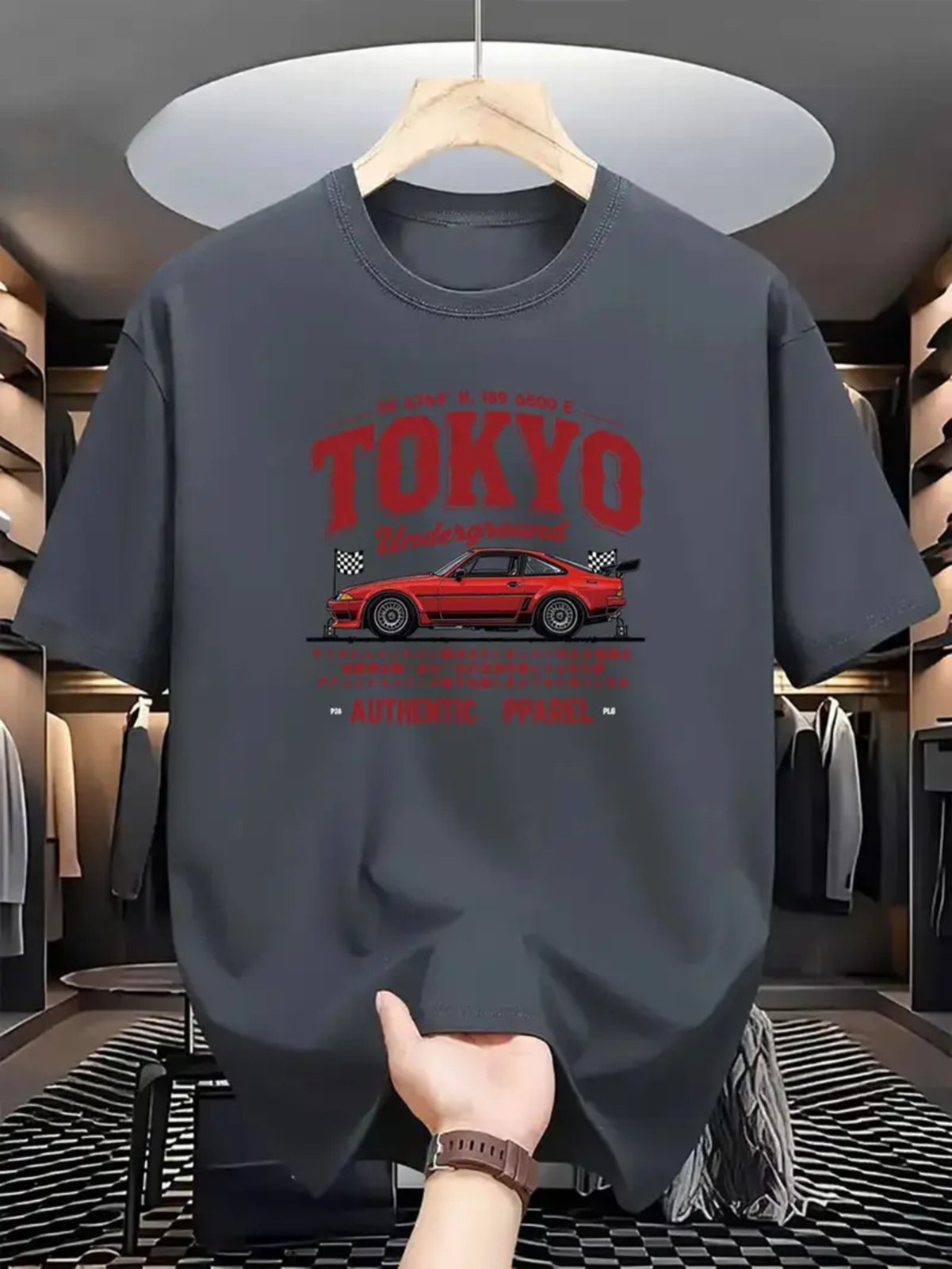 Camiseta Estampada Tokyo Drift Safira Moda Algodão Cinza Chumbo