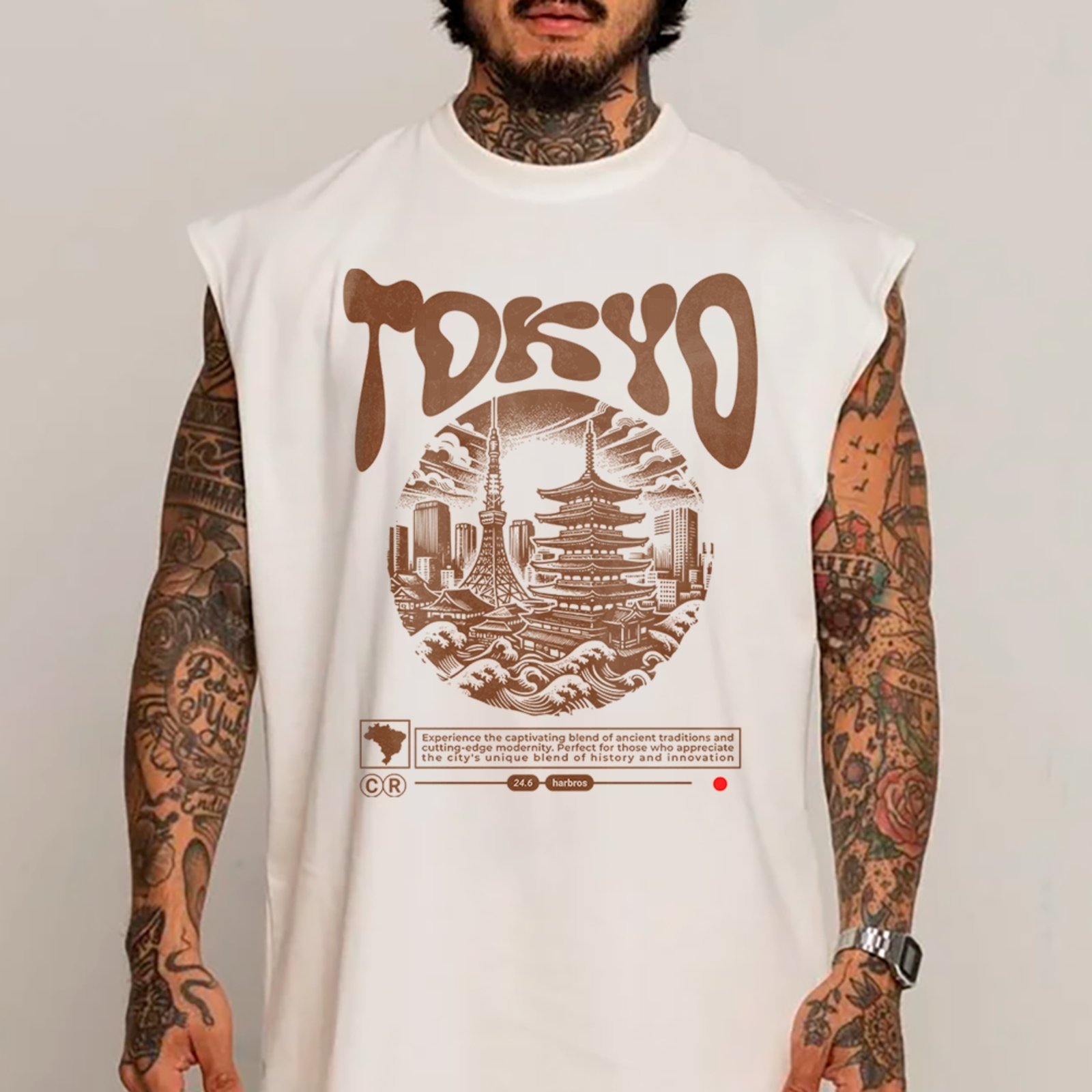 Camiseta Regata Machão Tokyo Japão Streetwear Oriental Branco