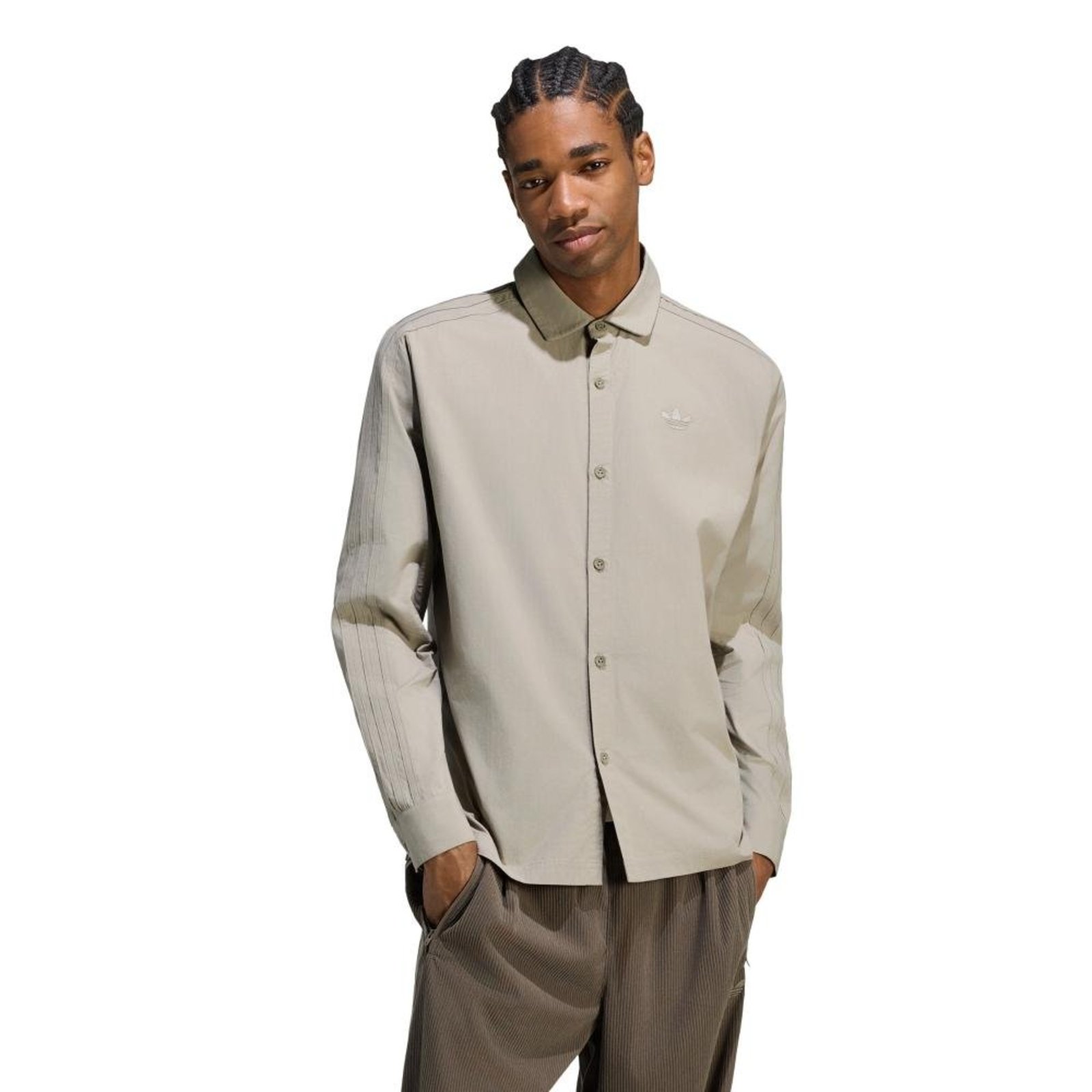 CAMISA DE BOTÁO TRÊS LISTRAS adidas Originals Verde