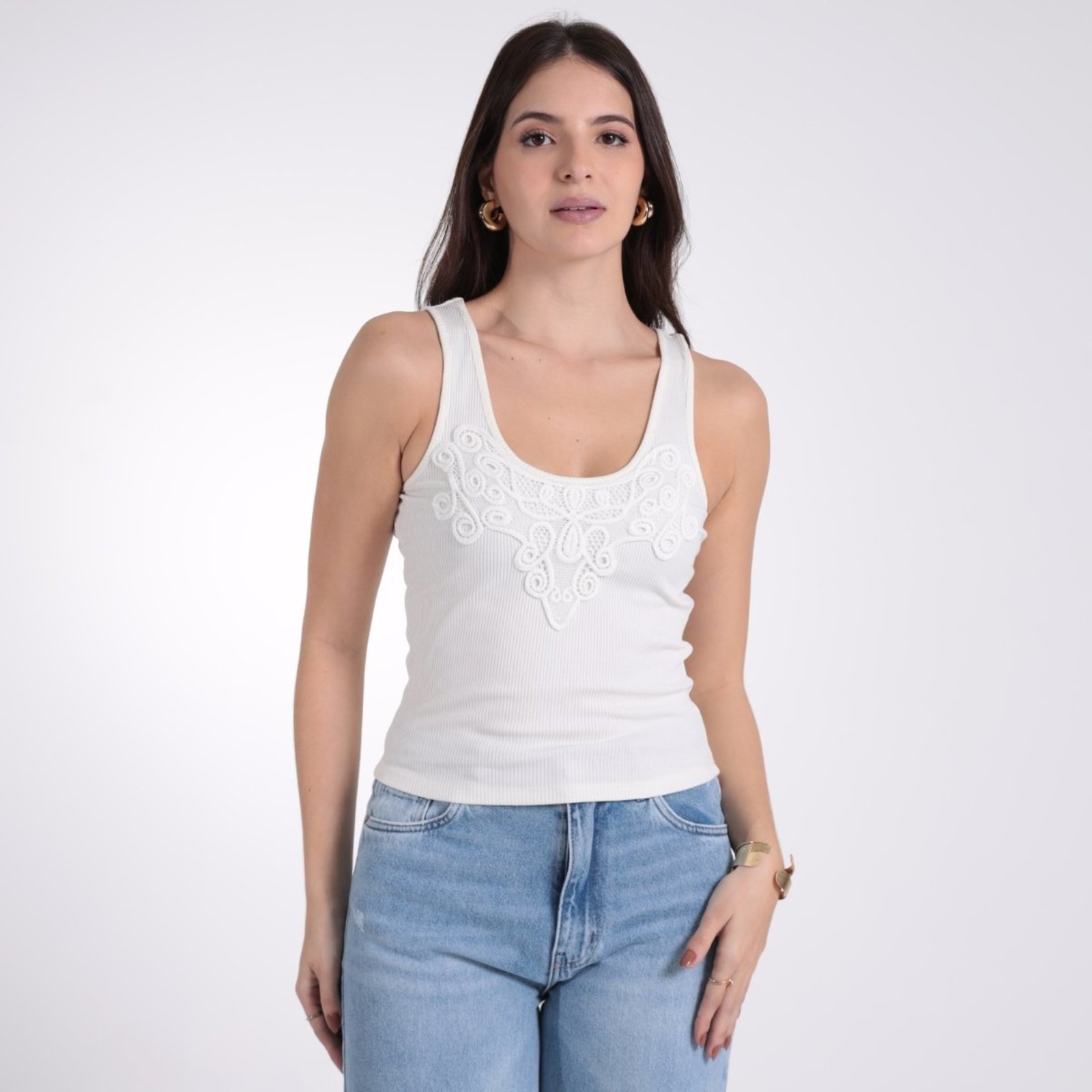Blusa Feminina Canelada Cavada Guipir Revanche Sabrina