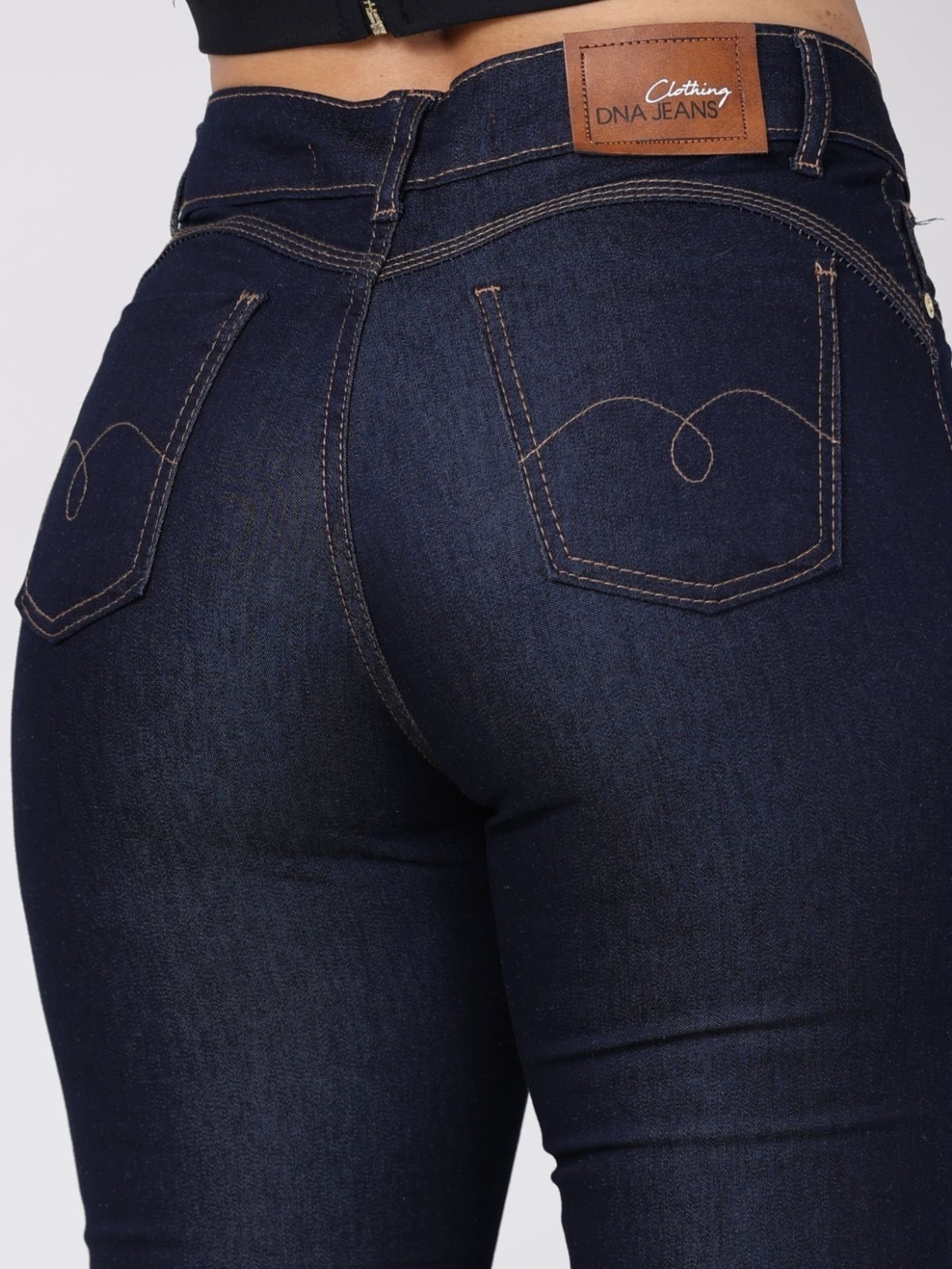 Vista 3 Calça Donna De Paula Skinny Jeans Escuro Feminina Cintura Alta Com Elastano azul Donna de Paula azul