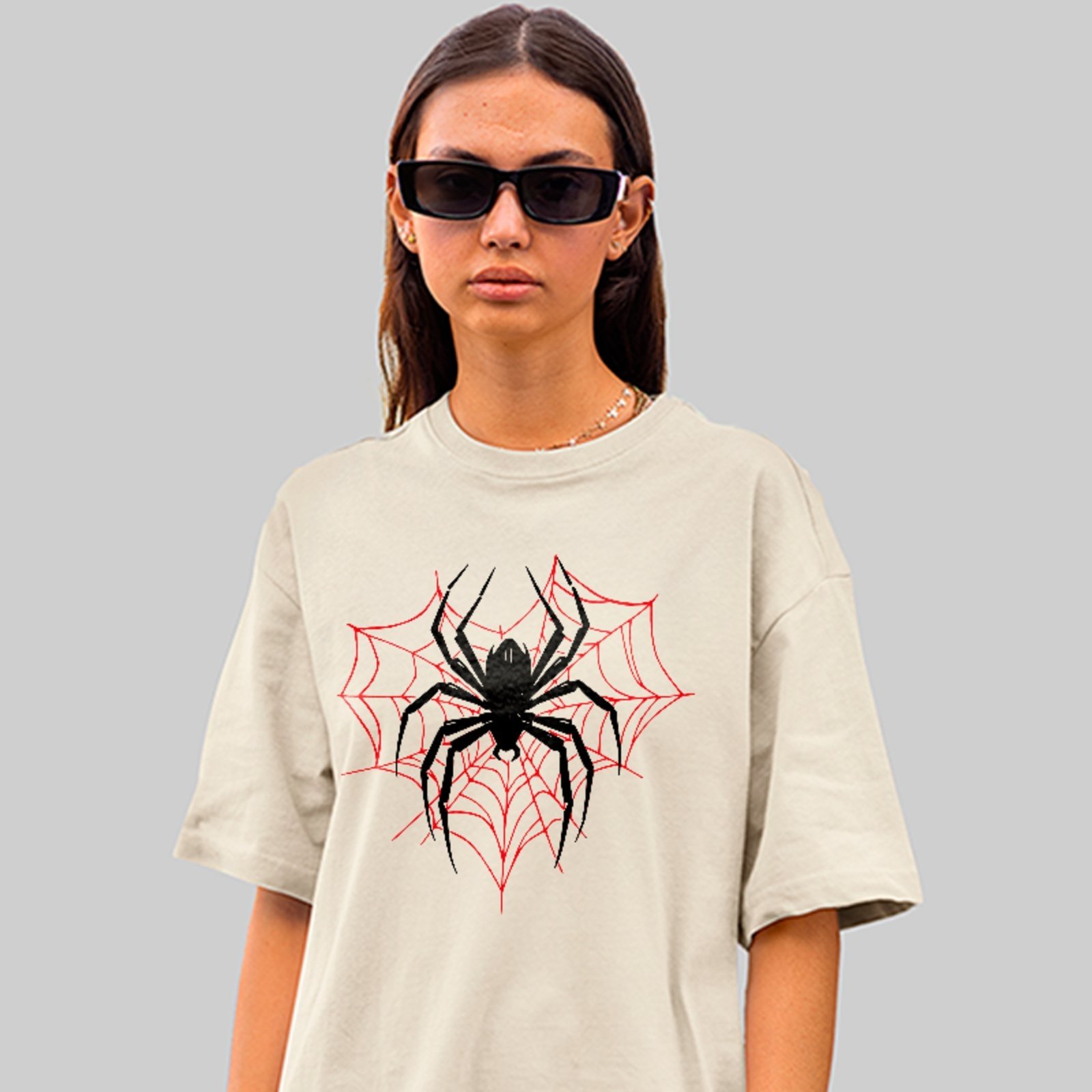 Camiseta Oversized Spider Man Web Dark Style Street Unissex Off White