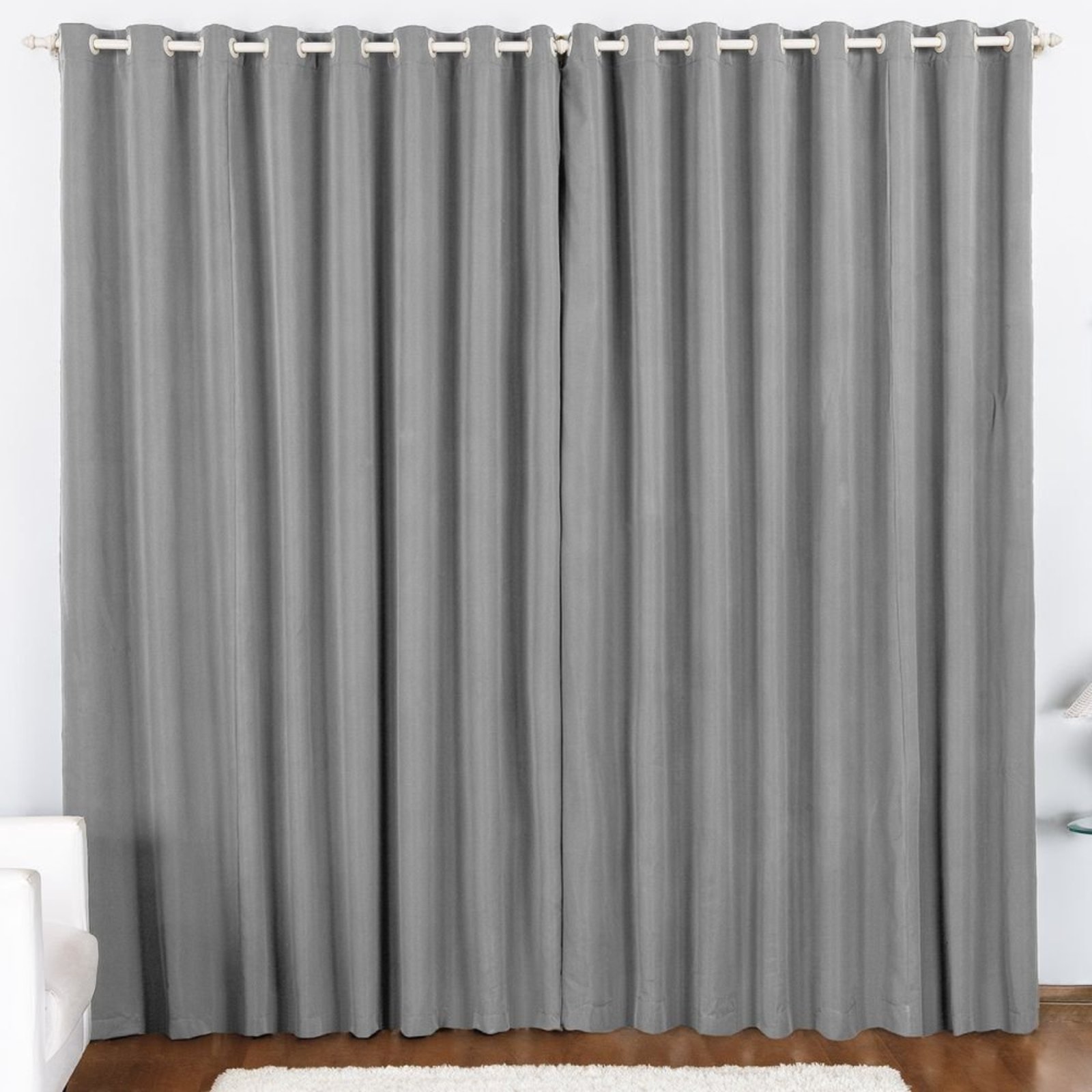 Cortina 3 Mts Sala Quarto Oxford Varão Baratissima Cinza - 100% Poliéster