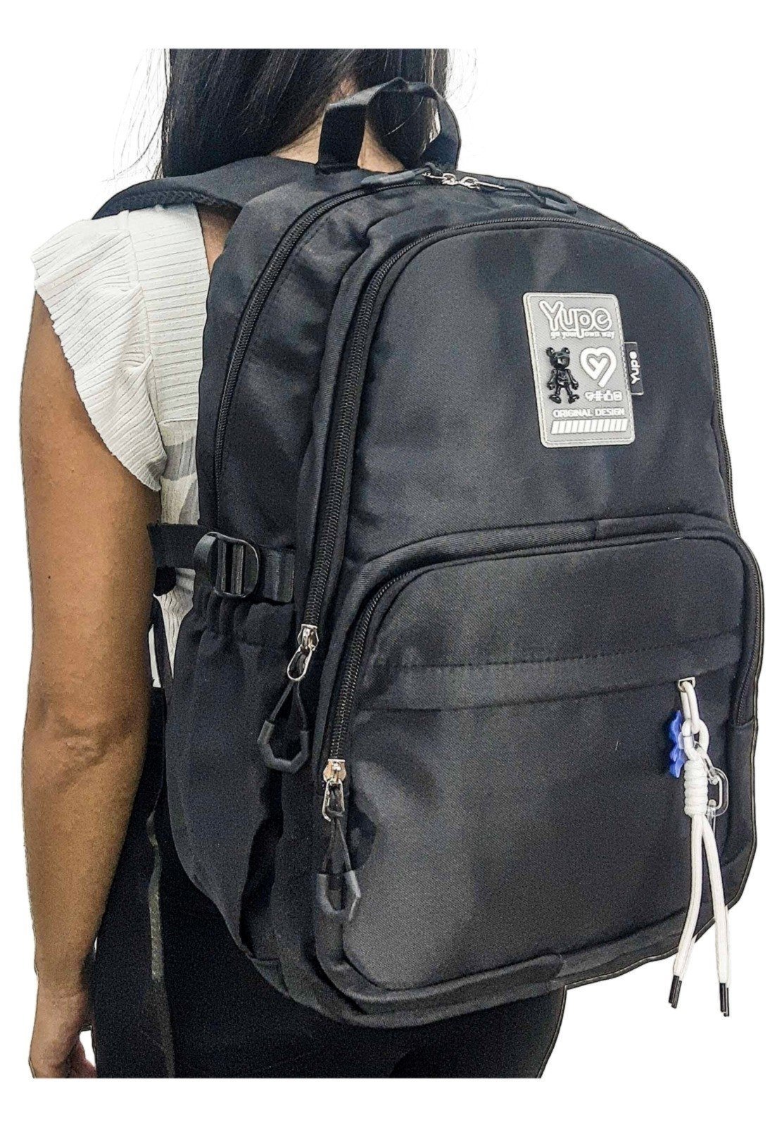 Vista 3 Infantil - Mochila Reforçada Feminina Bolsa Yupe Casual Escola Trabalho Espaçosa preto YUPE preto