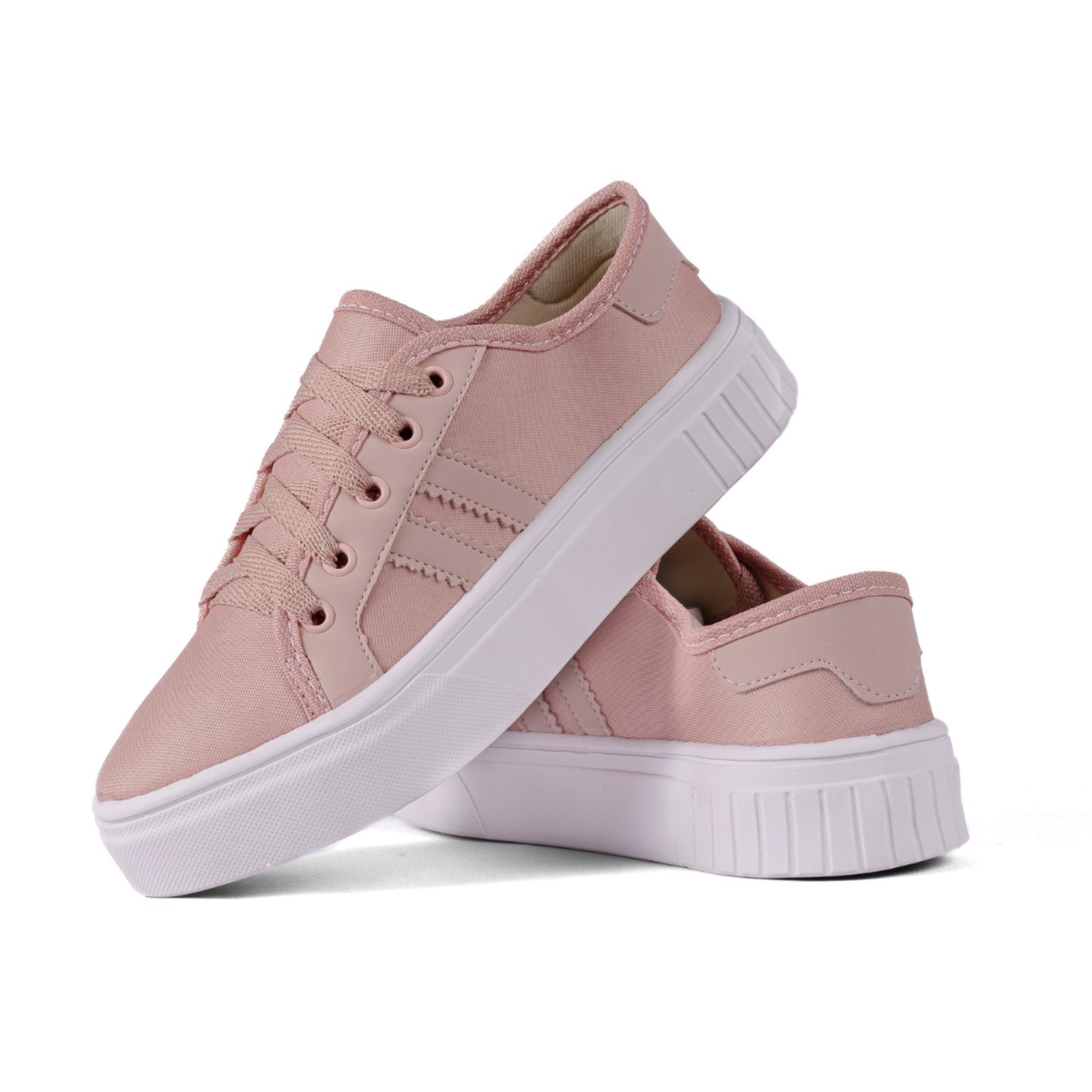 Tênis Casual Feminino Cano Baixo Mr Try Shoes Sapato Sapatênis De Amarrar Rosê