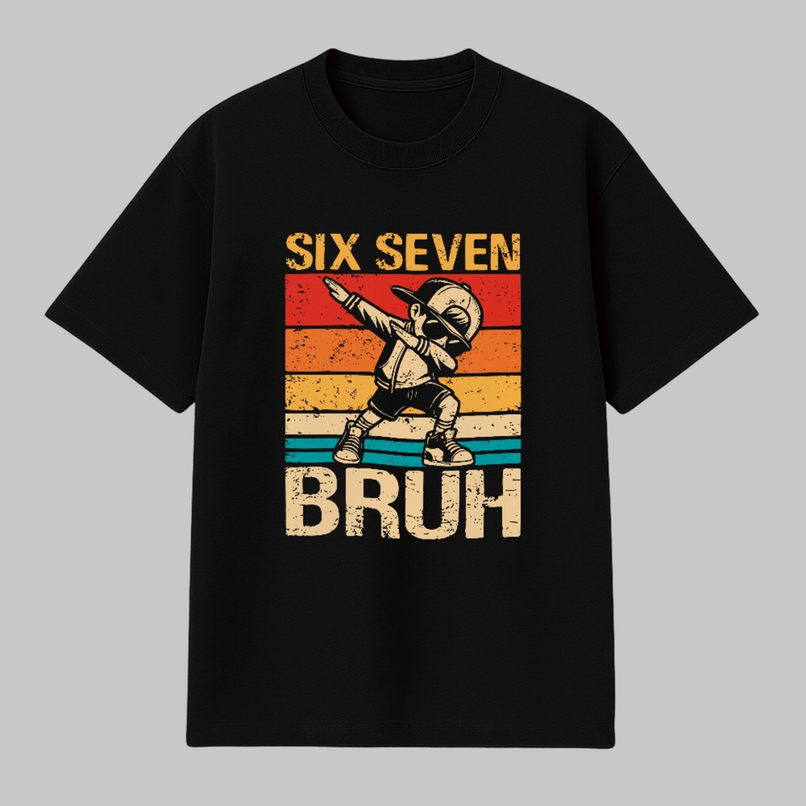 Camiseta Básica Six Seven Bruh Dab Urban Style Unissex Preto