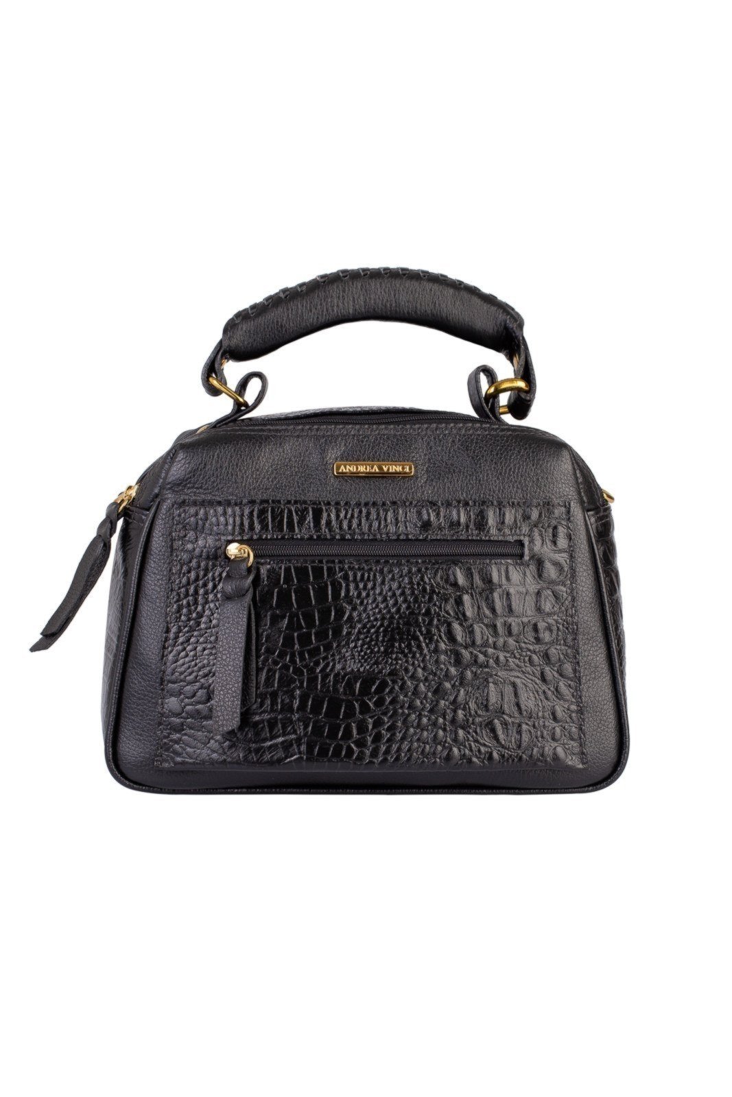 Bolsa pequena de couro croco Ruth – Preto