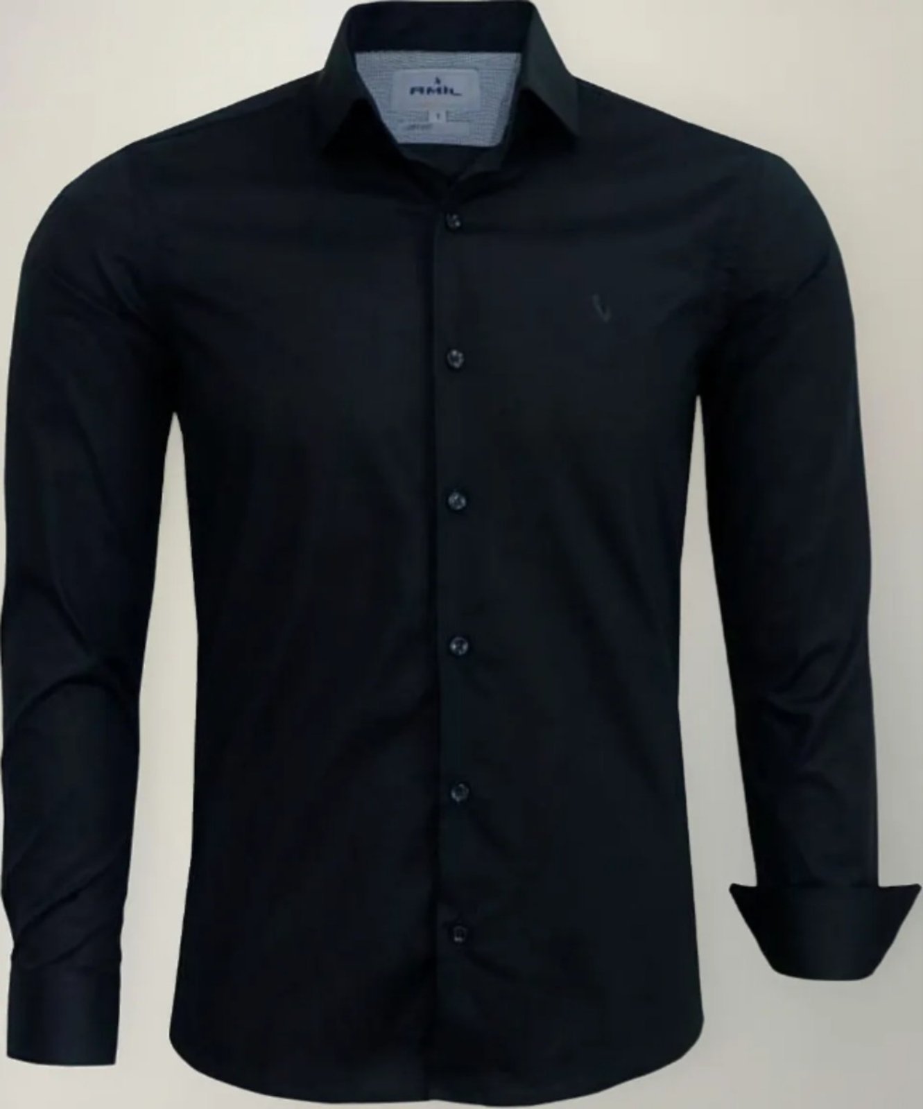 Camisa Social Amil Comfort Lorien Algodão Com Elastano Manga Longa Luxo Preto