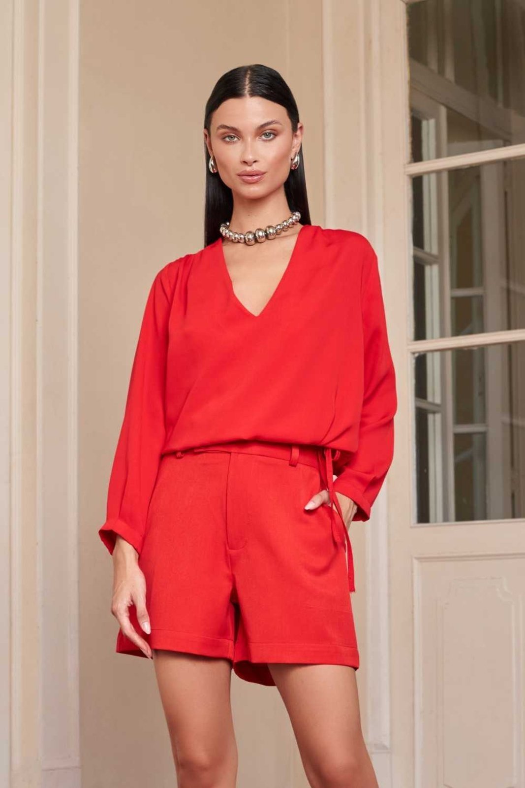 Blusa Vanibele Crepe Vermelha