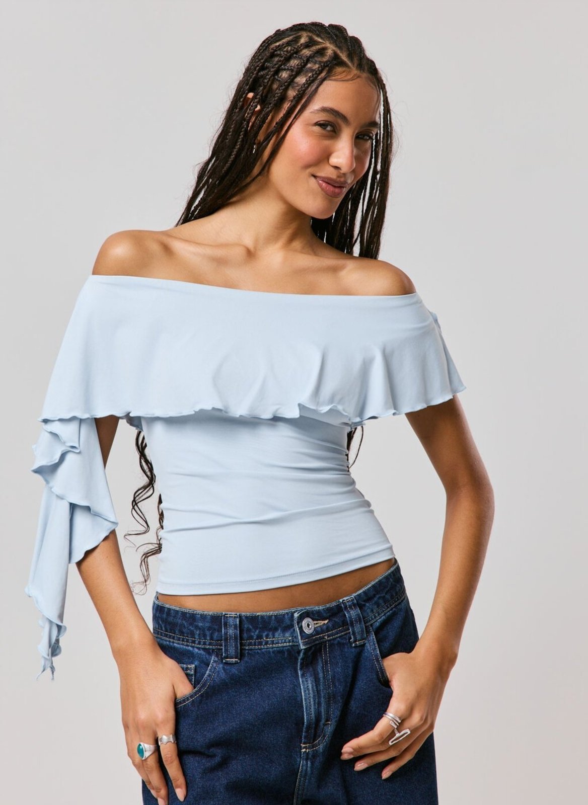Blusa Ombro A Ombro Babado Flow