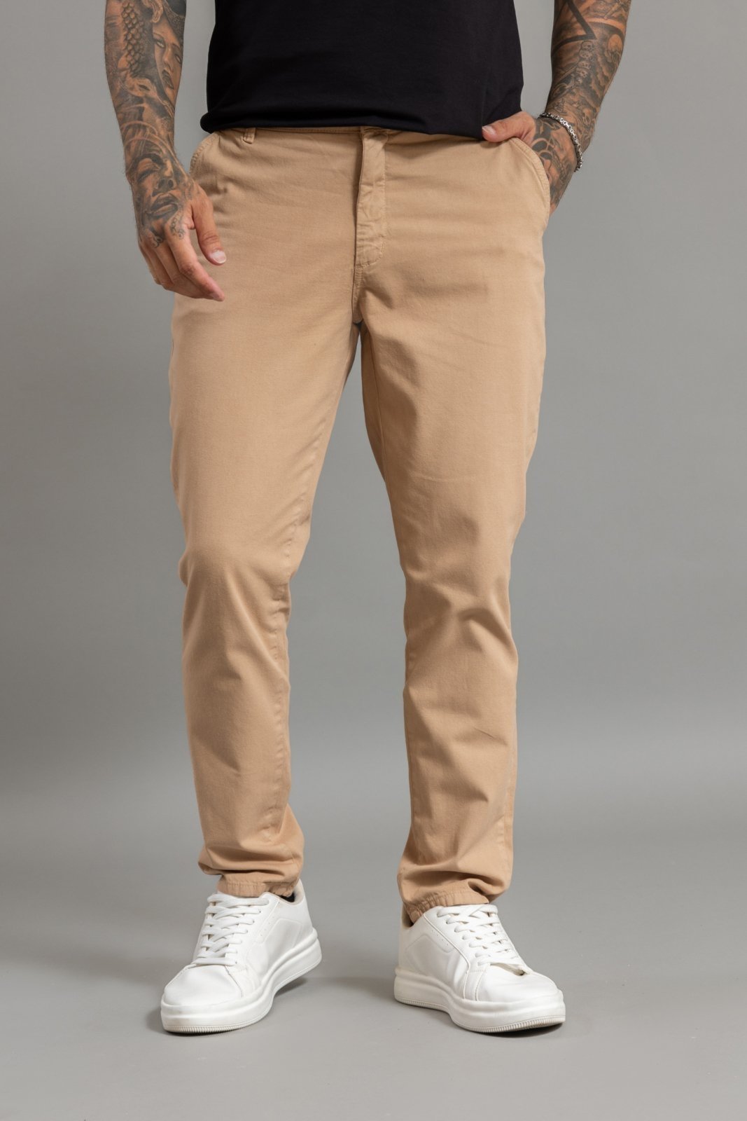 Calça Sport Fino Masculina Color Com Linho Dialogo Bege