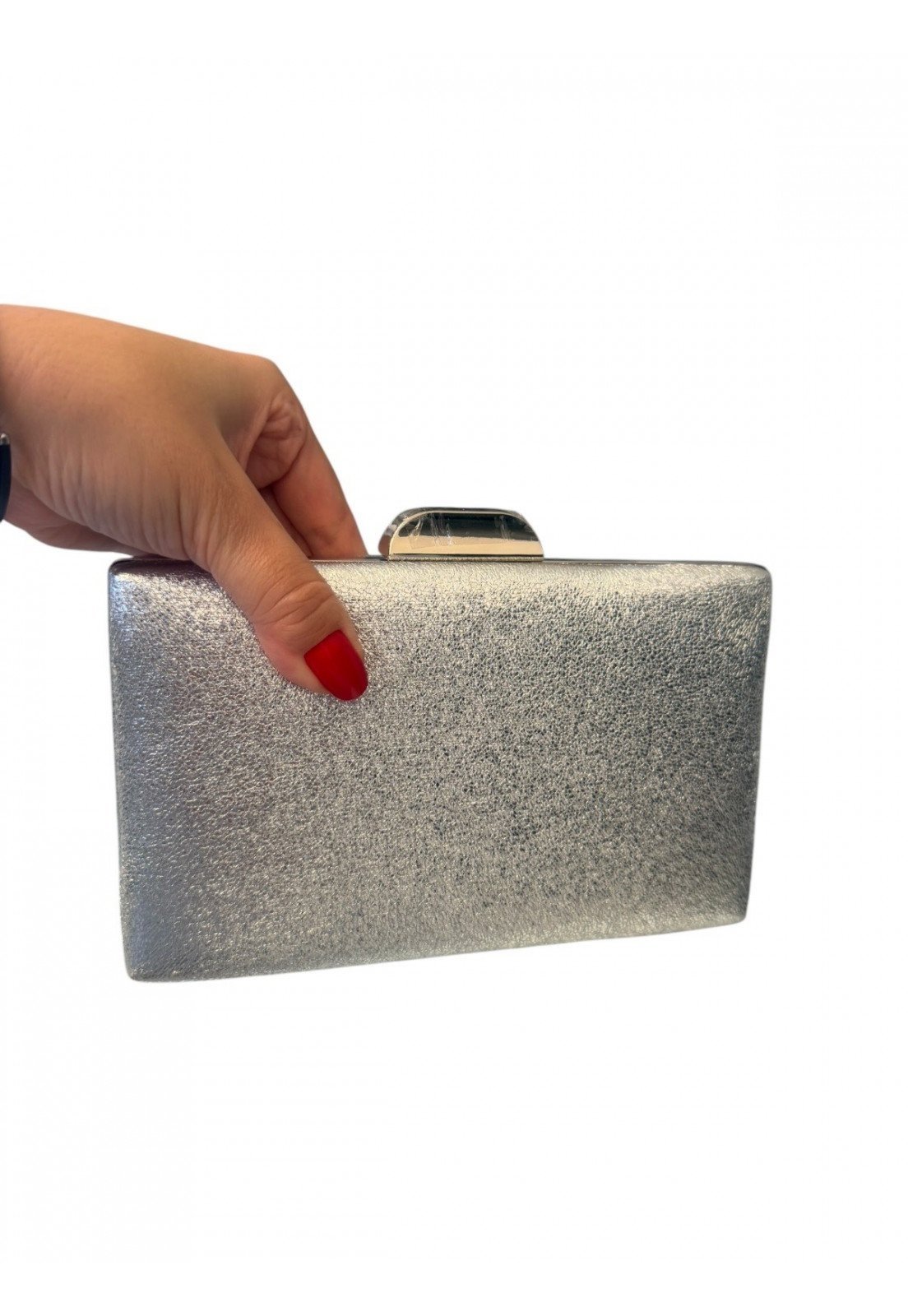 Clutch festa Prata Metalizada texturizada