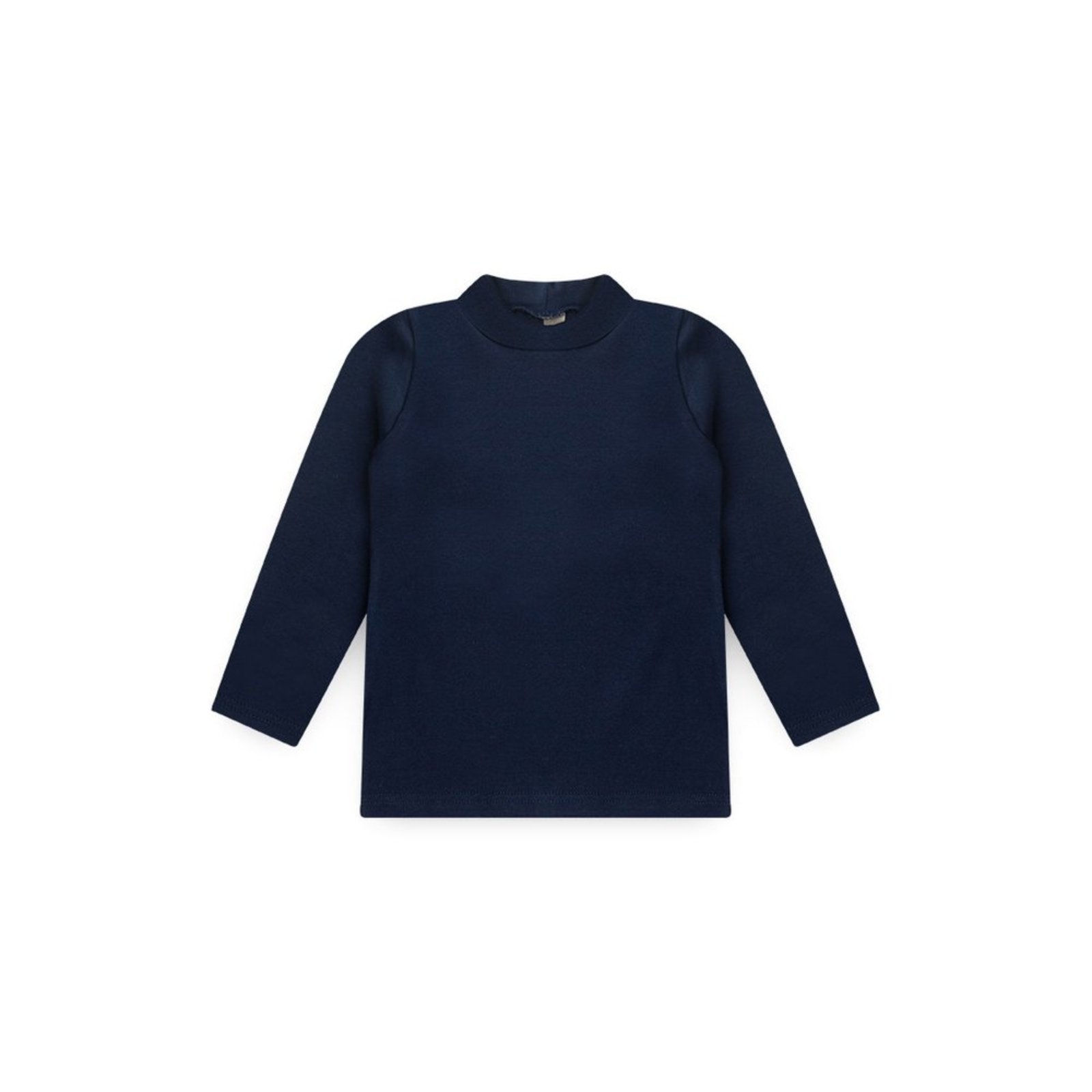 Infantil – Blusa Inverno Menina Marinho Manga Longa e Gola Alta em Cotton