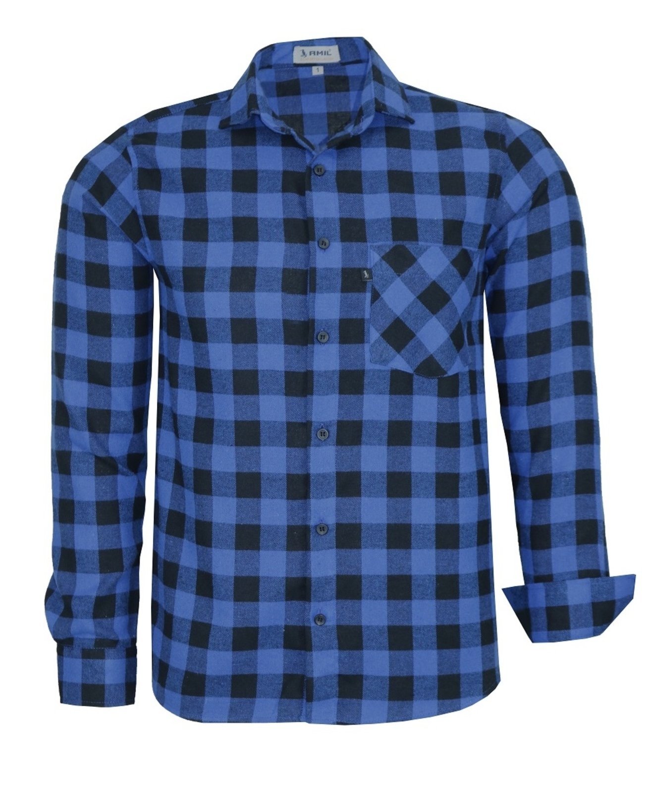 Camisa Flanela Xadrez Amil Cinambar Comfort Com Bolso Manga longa Lançamento Royal