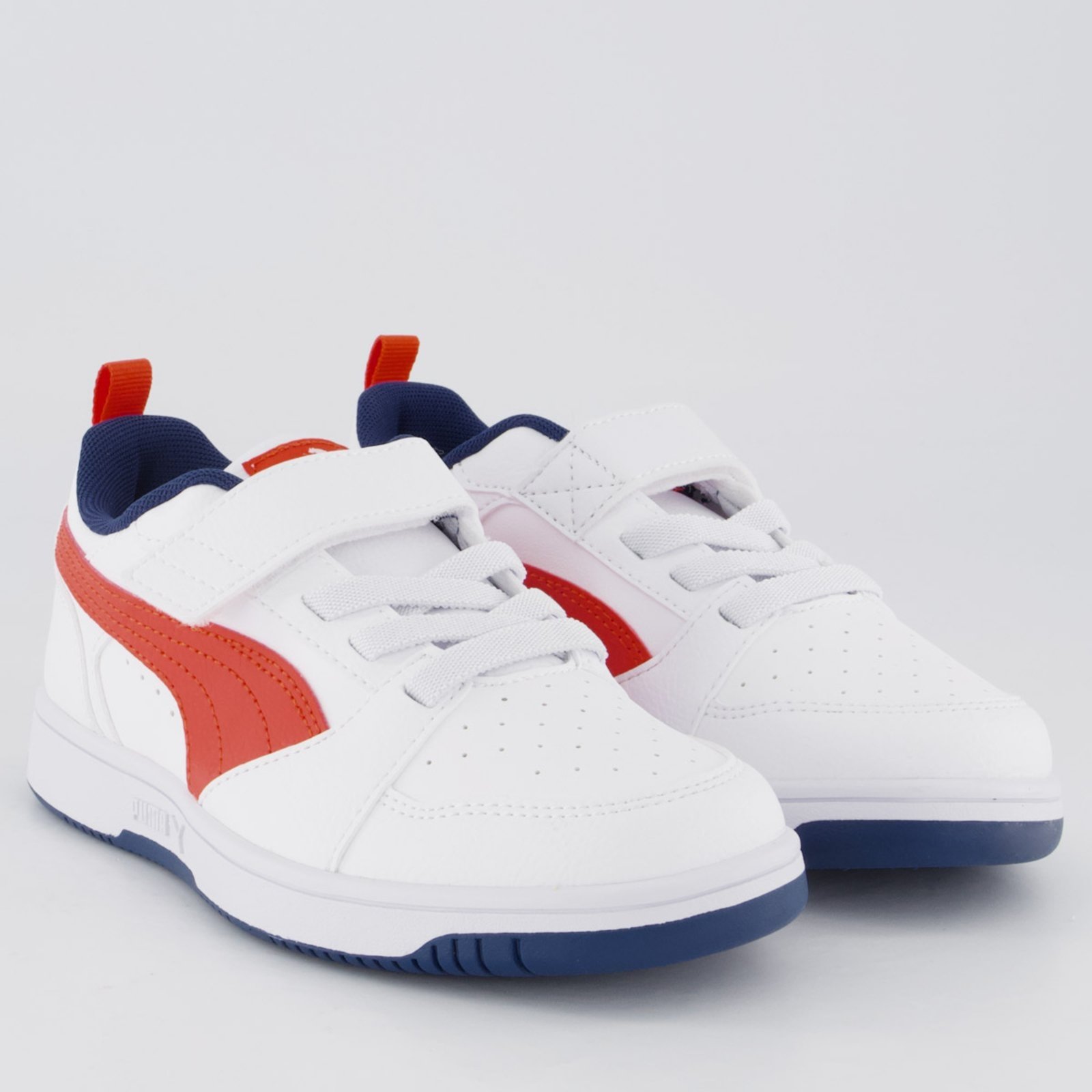 Vista 3 Tênis Puma Rebound V6 LO Juvenil e Vermelho branco Puma branco