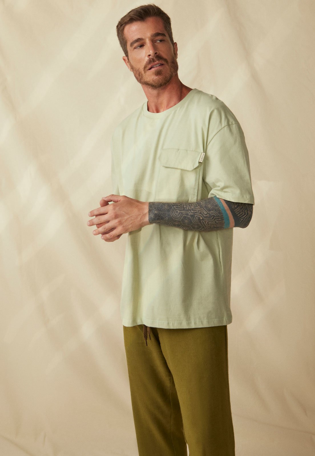 Camiseta Manga Curta Inspira Sustentável Sem gênero Algodão Consciente Verde