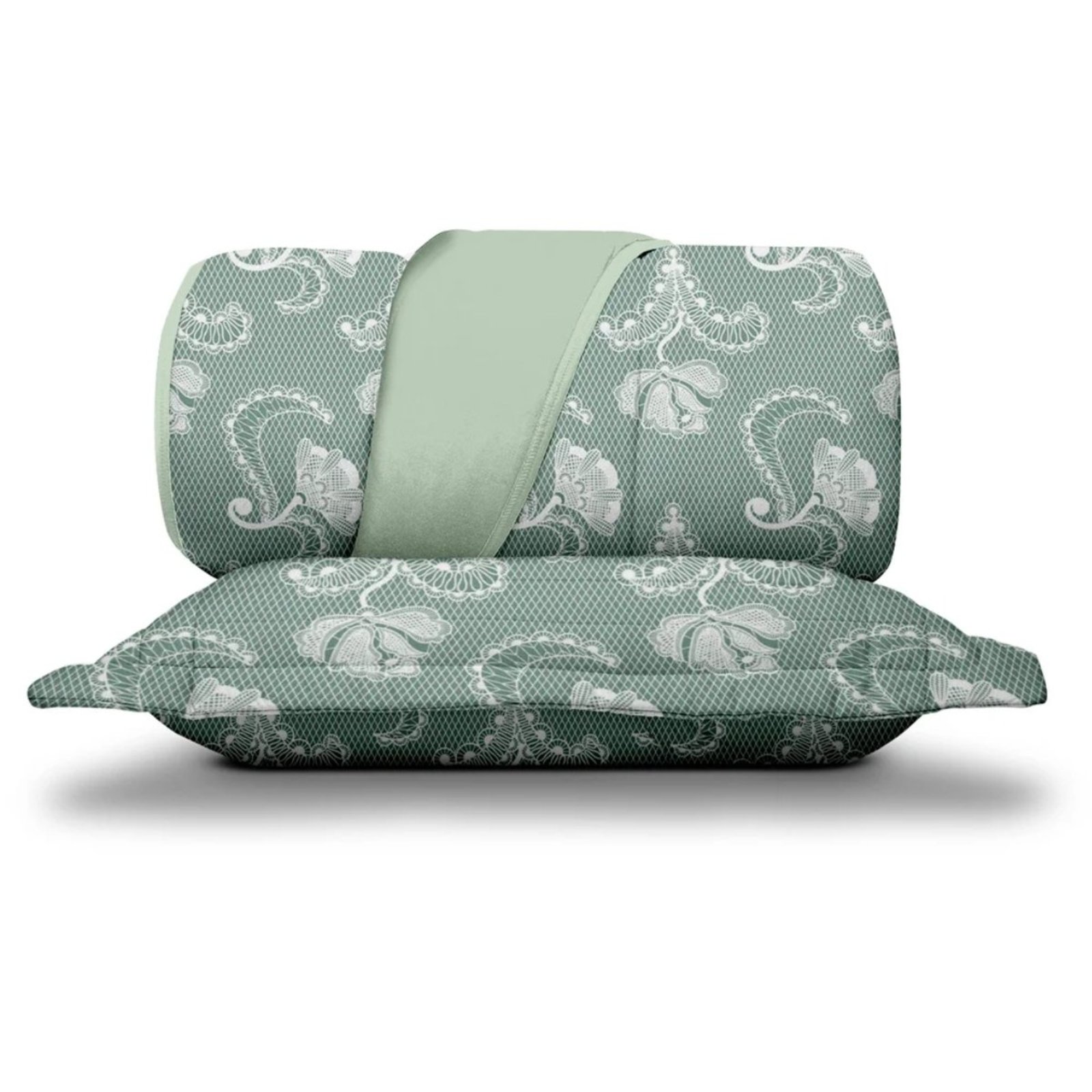 Kit Colcha Queen Malha Algodao Egipcio Soft Francesa Verde