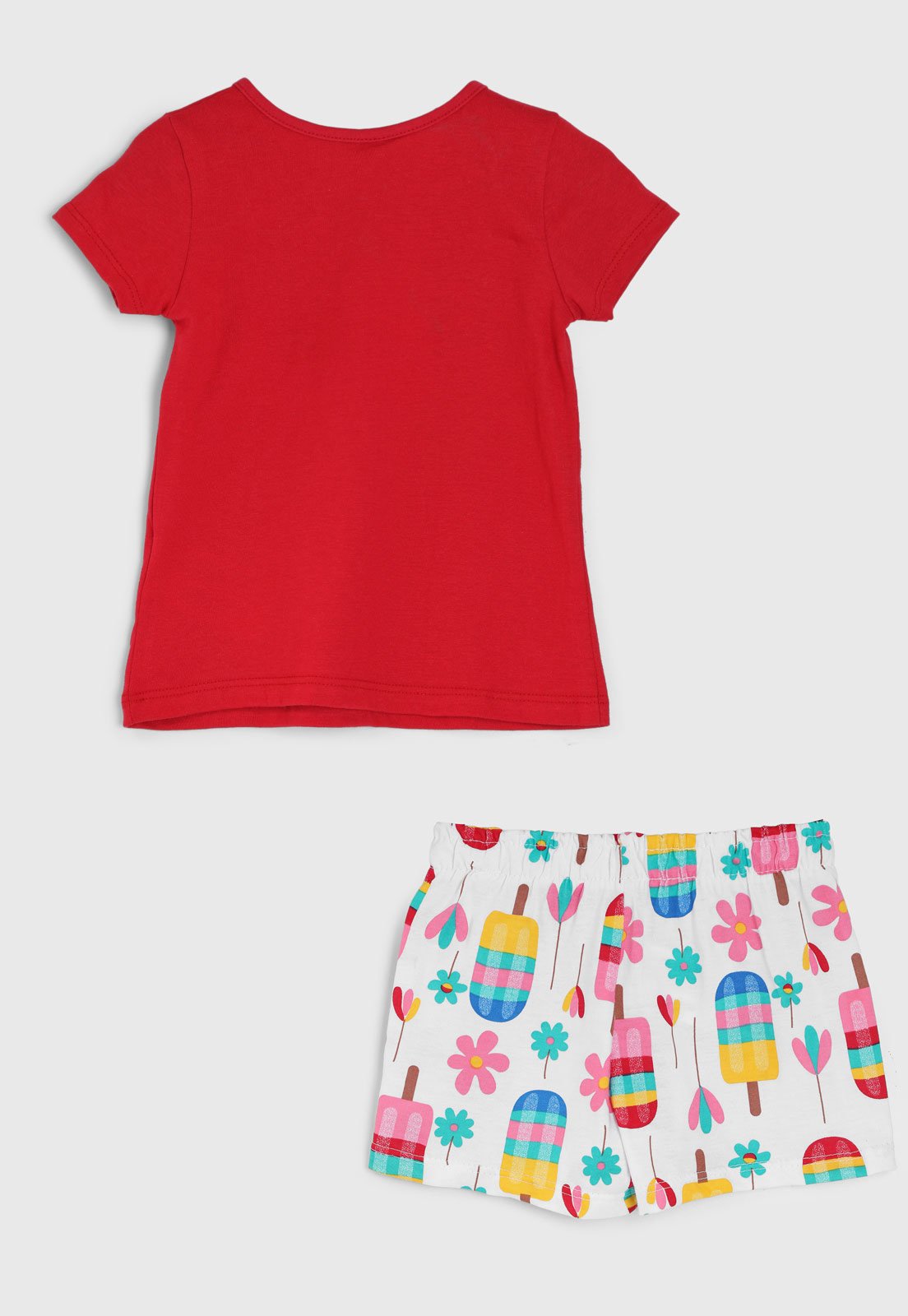 Vista 3 Conjunto Curto Kyly Estampa Sorvete Branco vermelho Kyly vermelho
