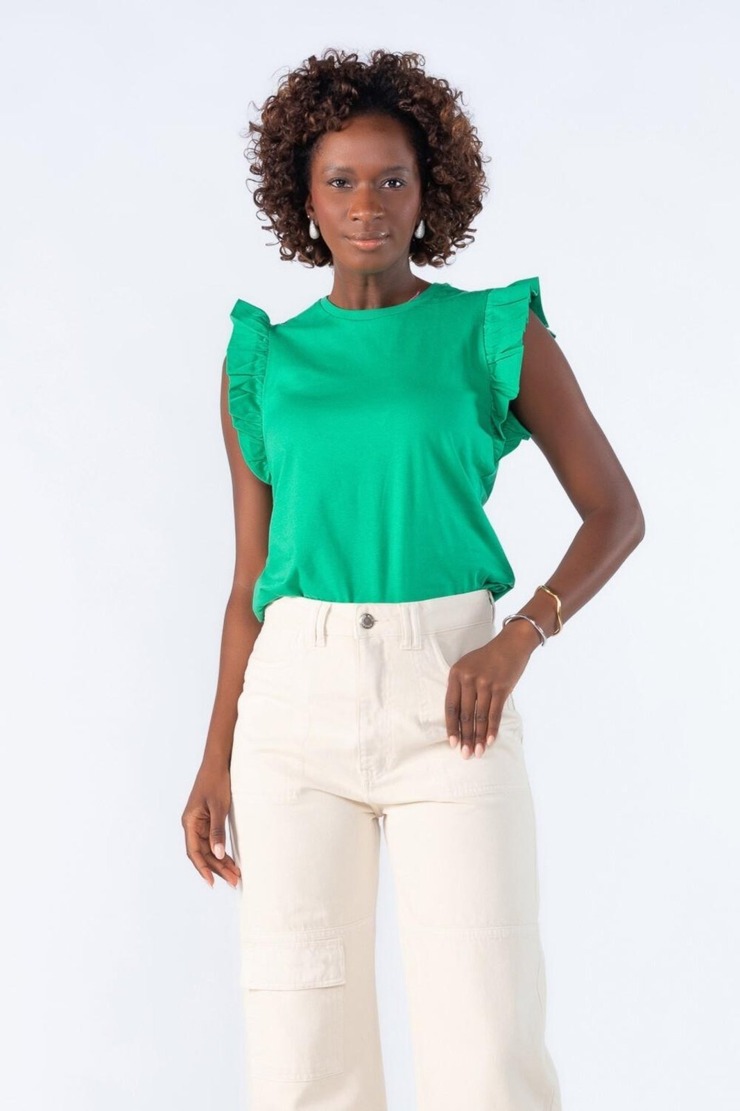 Blusa em algodao muscle babado Verde