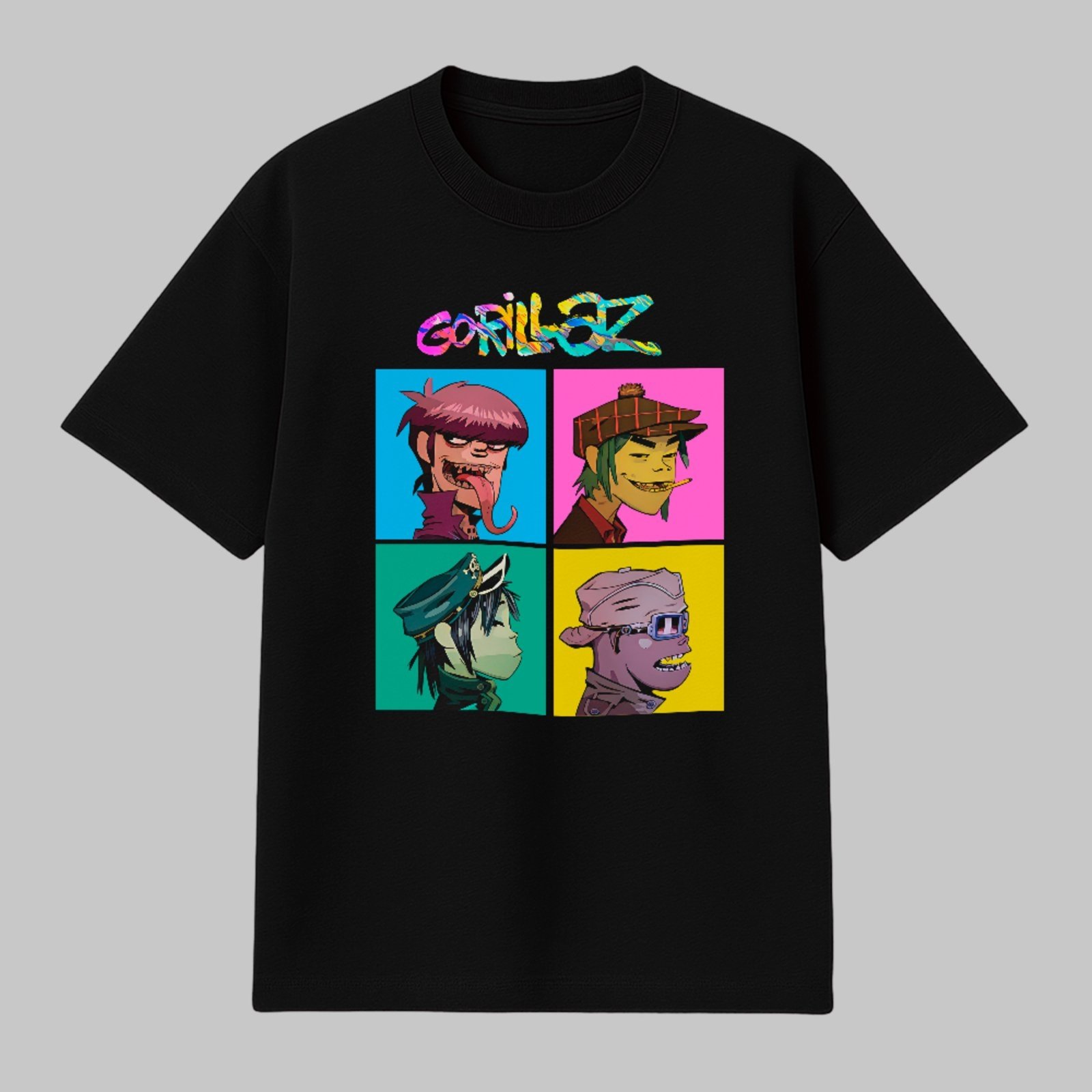Camiseta Básica Gorillaz Music Band Style Unissex Preto